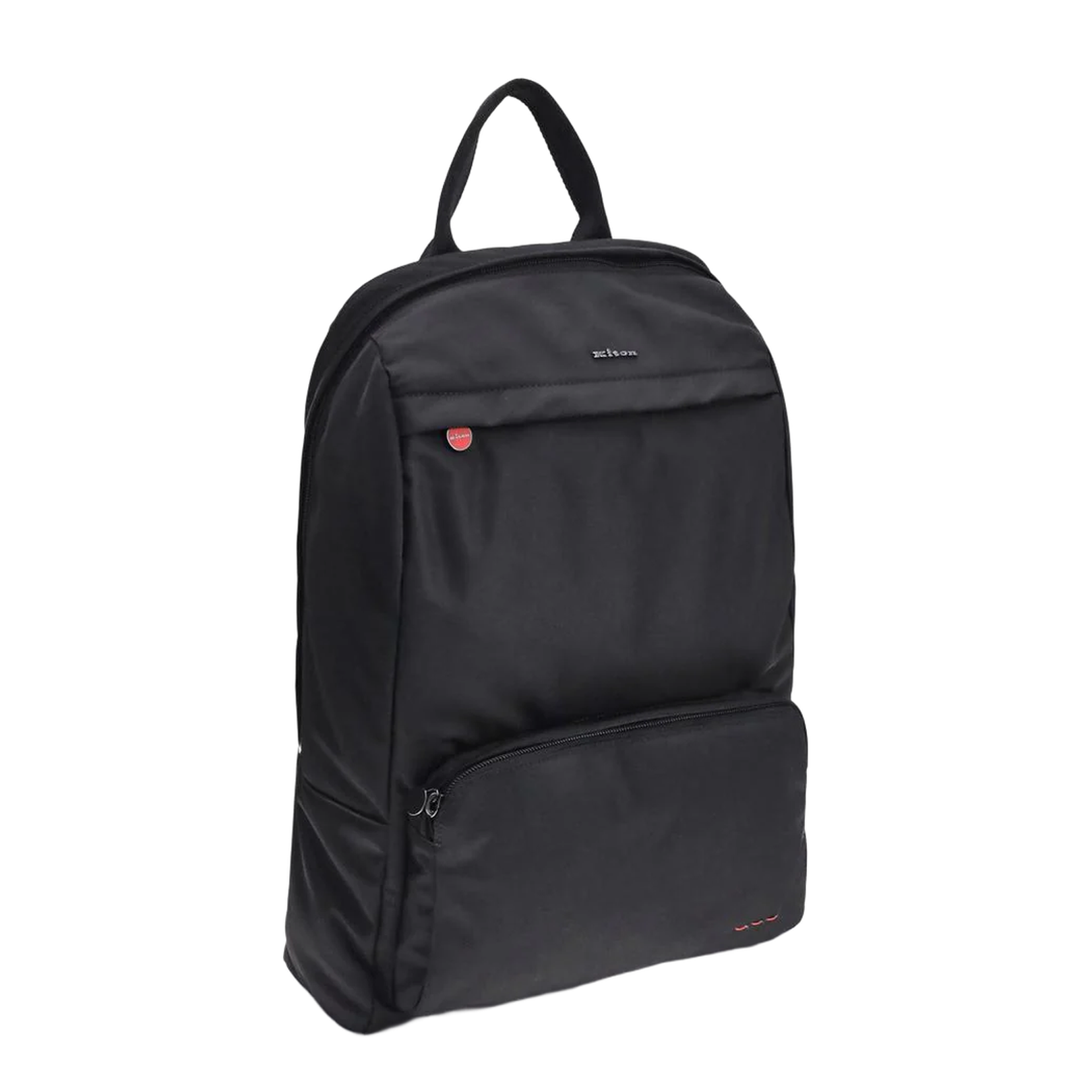Nylon Backpack with Fabric Top Handle and Two Front Zippered Pockets
