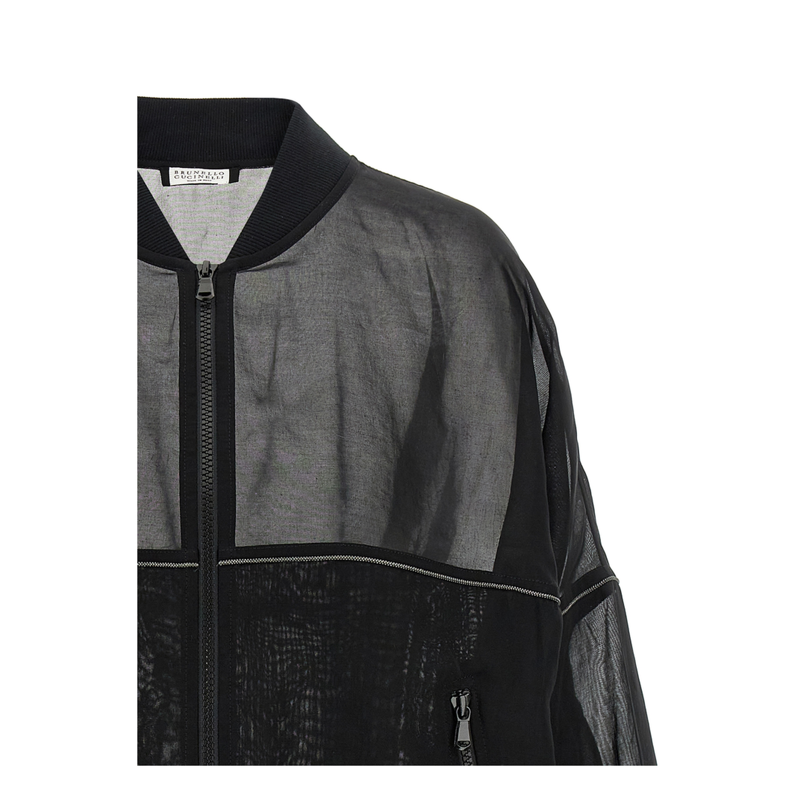 Cotton Organza Bomber Jacket with Shiny Trims