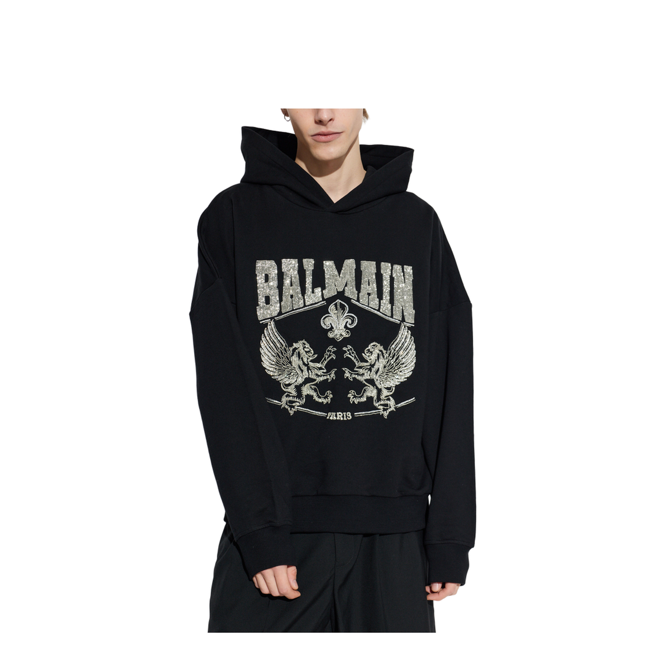 Crystal Embroidered Hoodie - Black