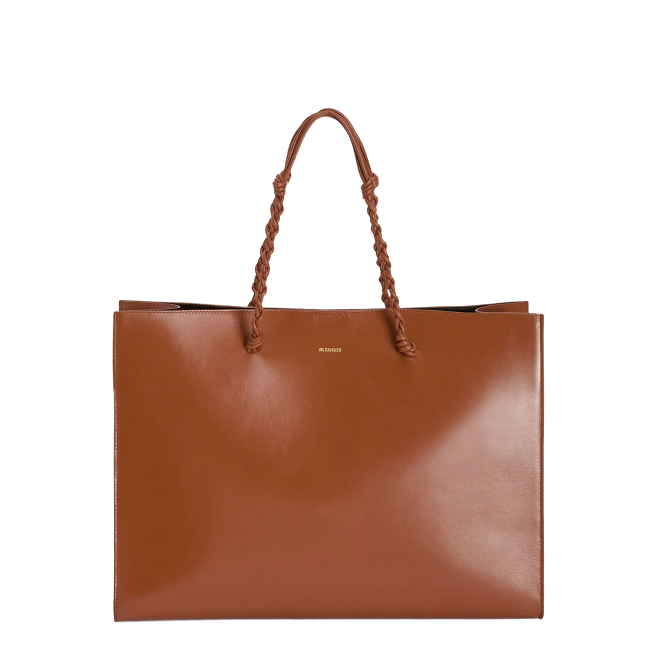 Tangle Knotted Handle Leather Tote Bag - Tan
