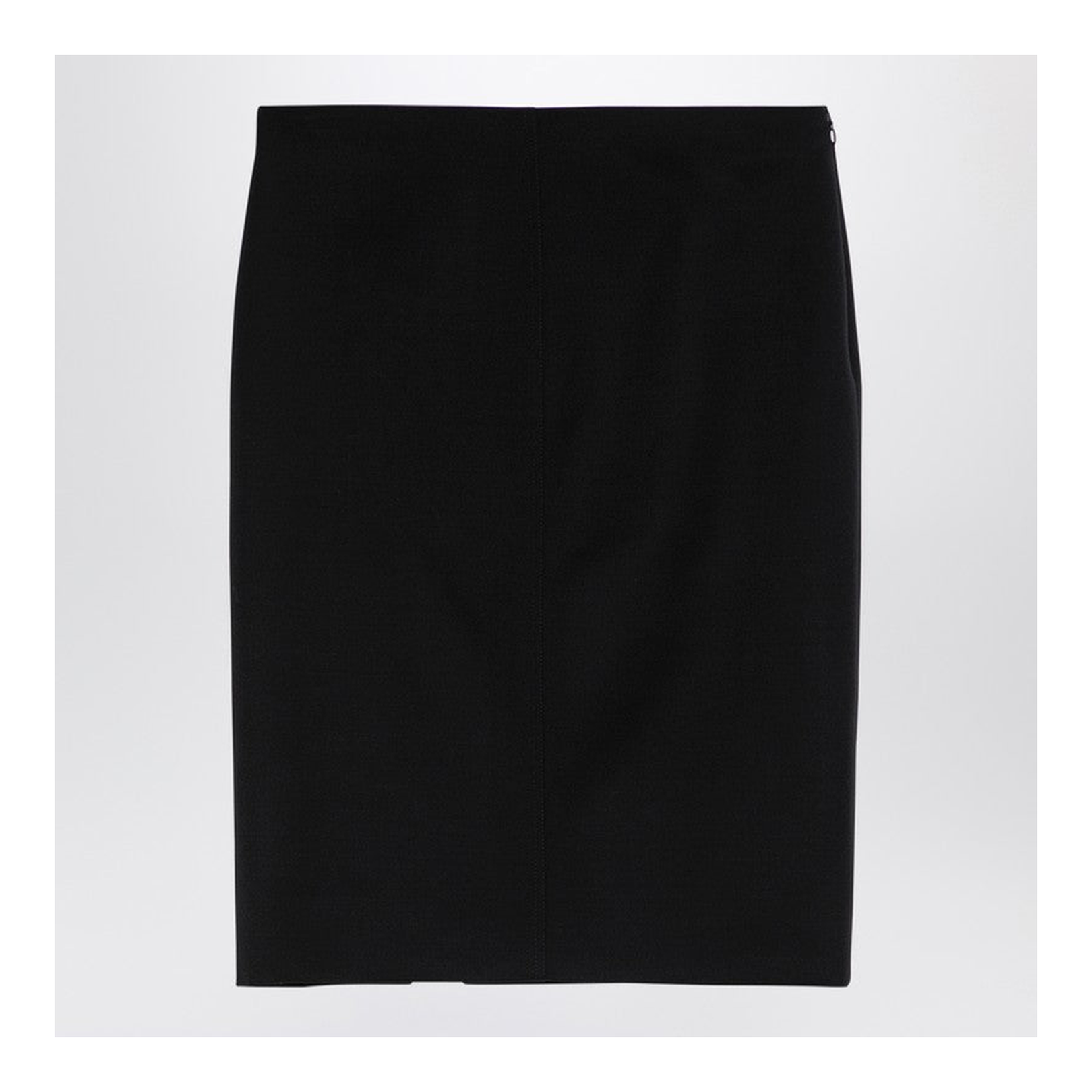 Black Wool Midi Skirt with Metal Button