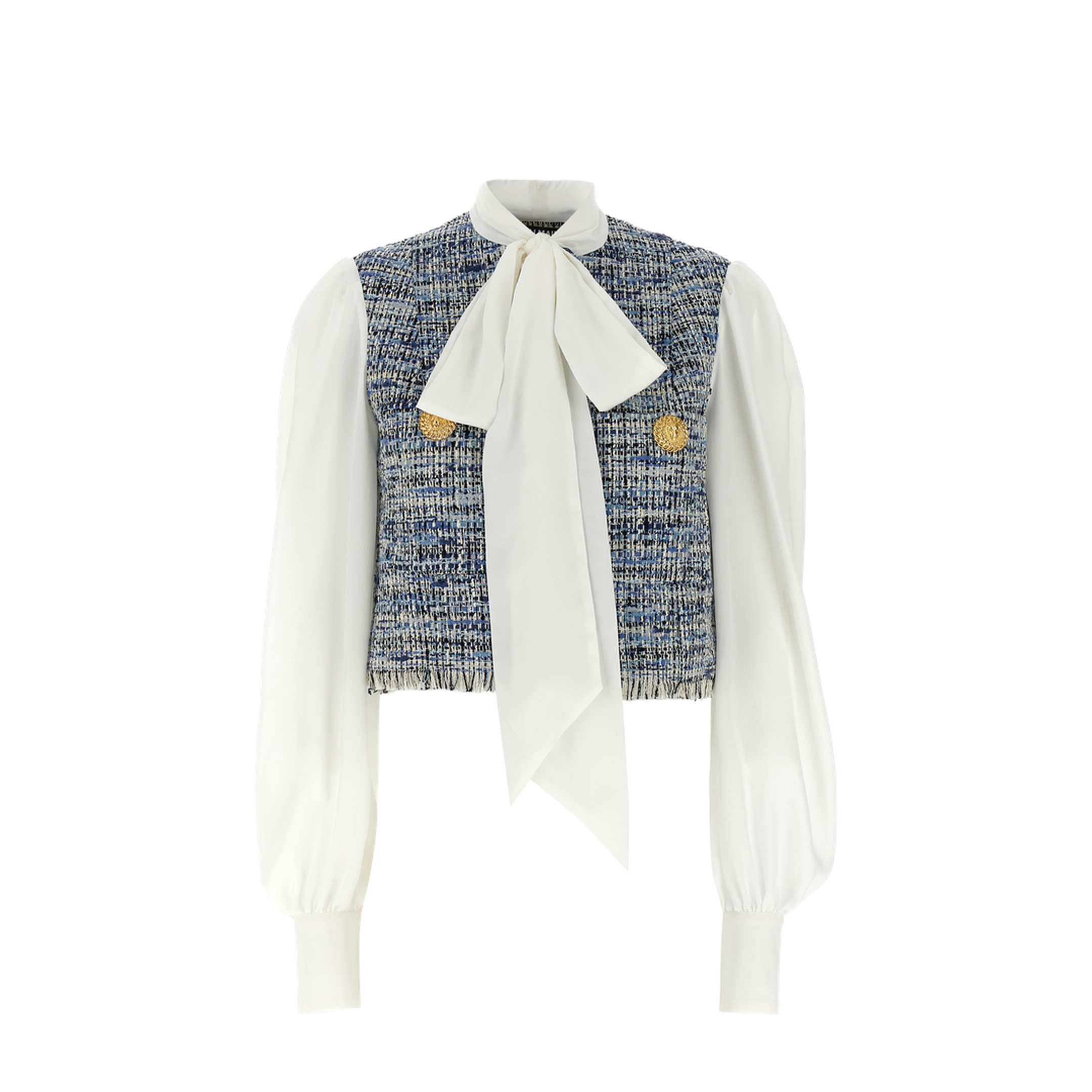 Tweed Cropped Jacket Blue