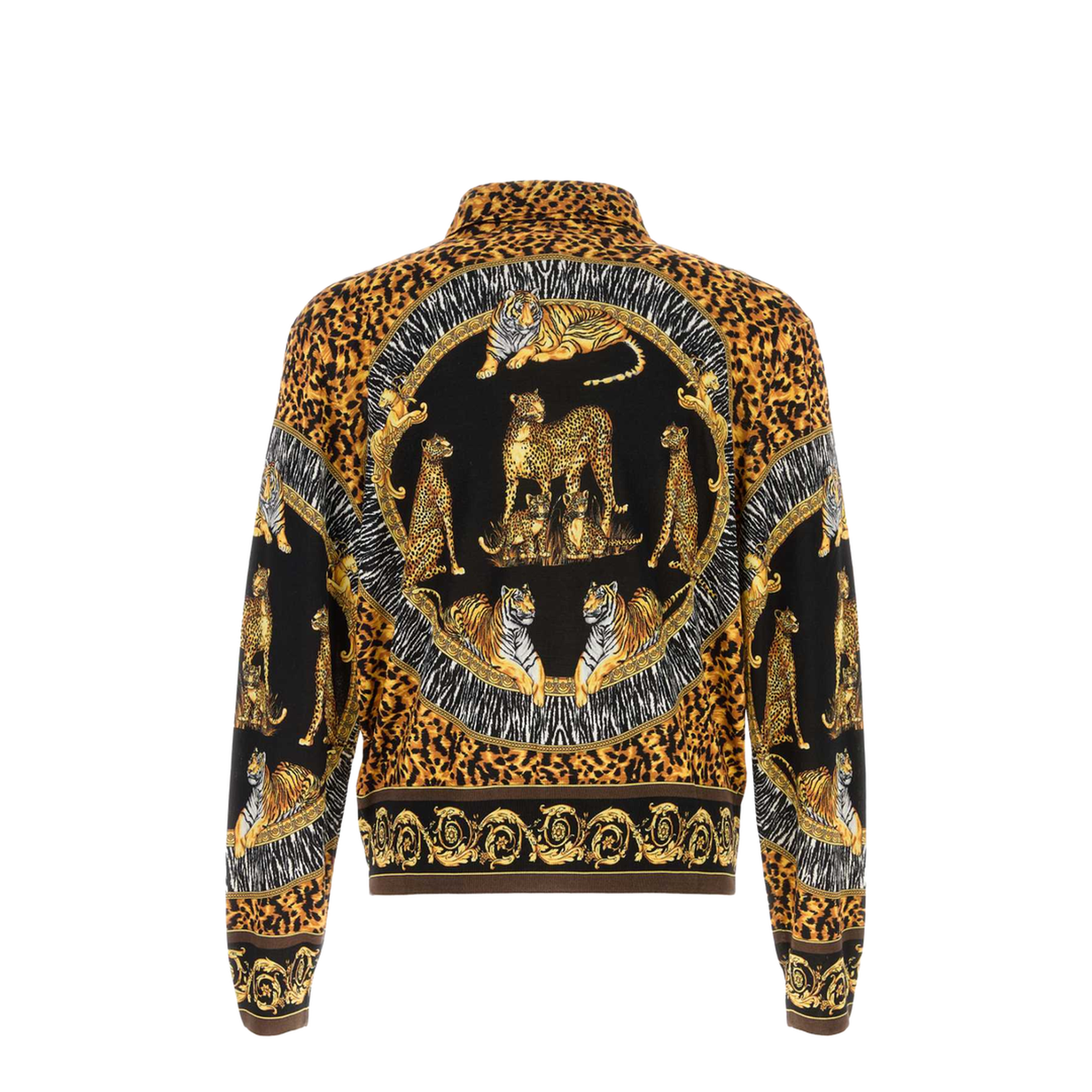 Knit Sweater Wild Cats Printed Silk