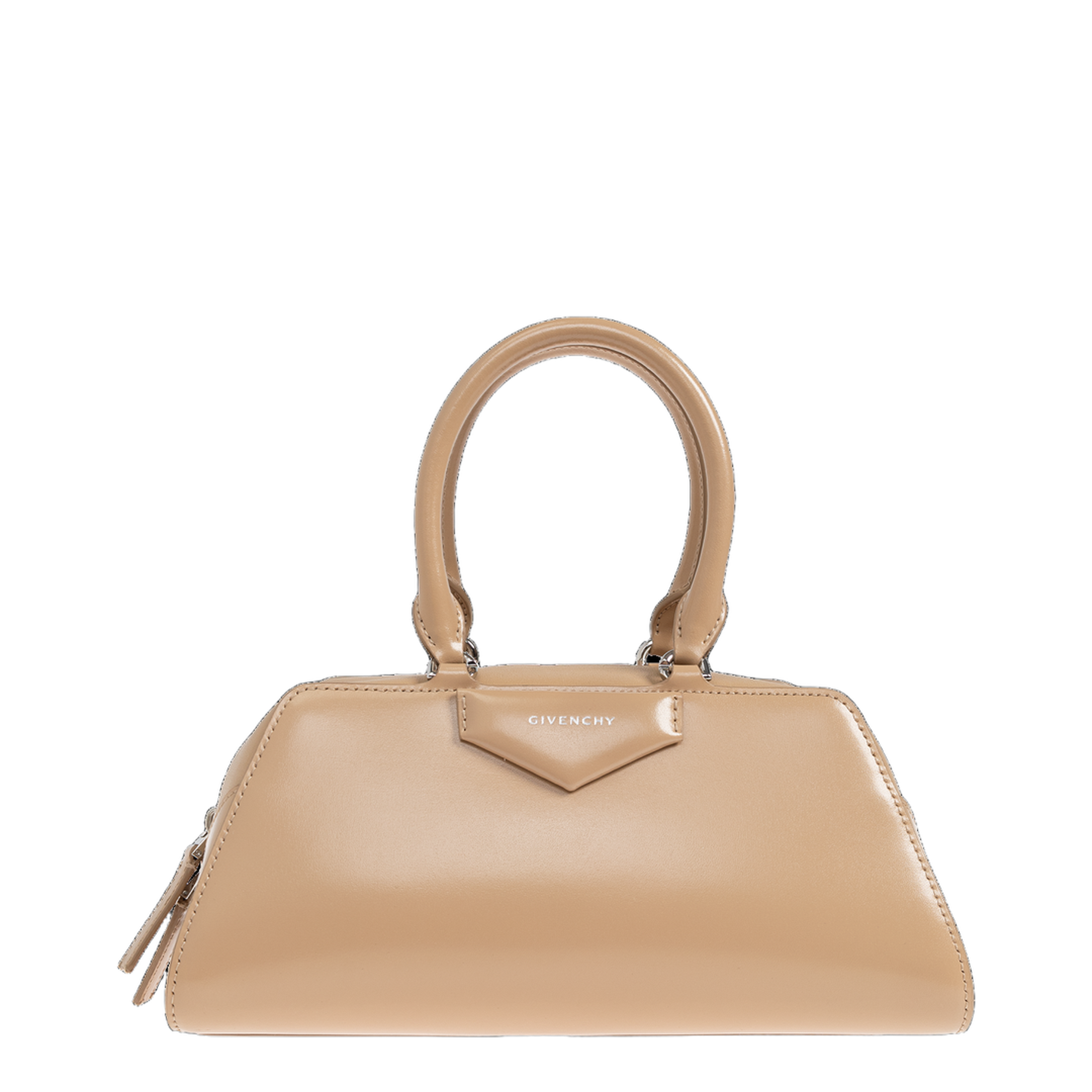 Beige Leather Small Antigona East-West Handbag