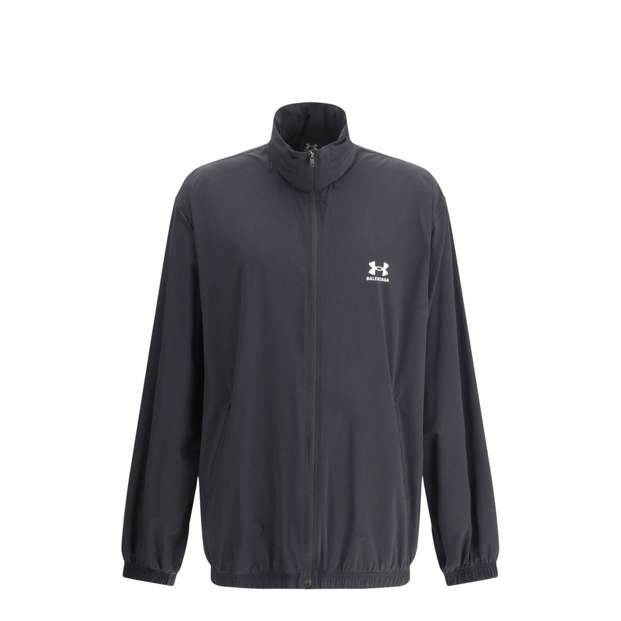 Black Front Zip Fastening High Neck Jacket