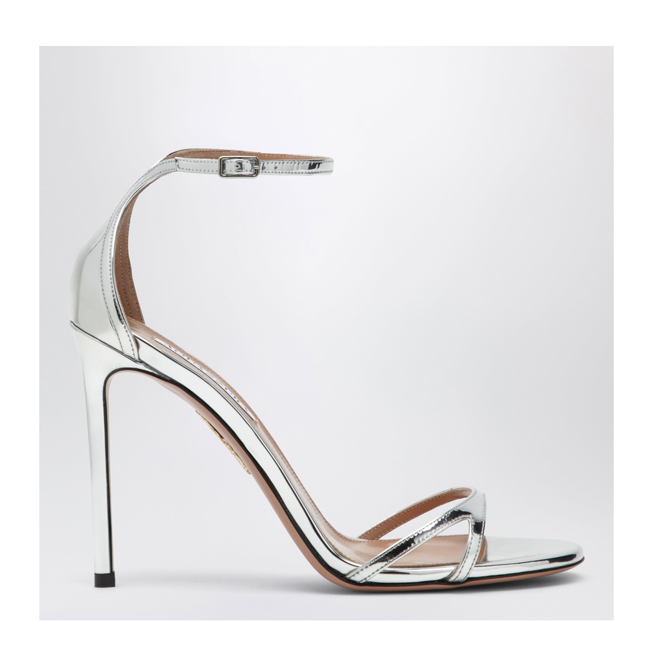 MAYFEYR - Aquazzura - Nuda 85 Sandals In Silver Metallic Leather - NNDHIGS0SSYCCC