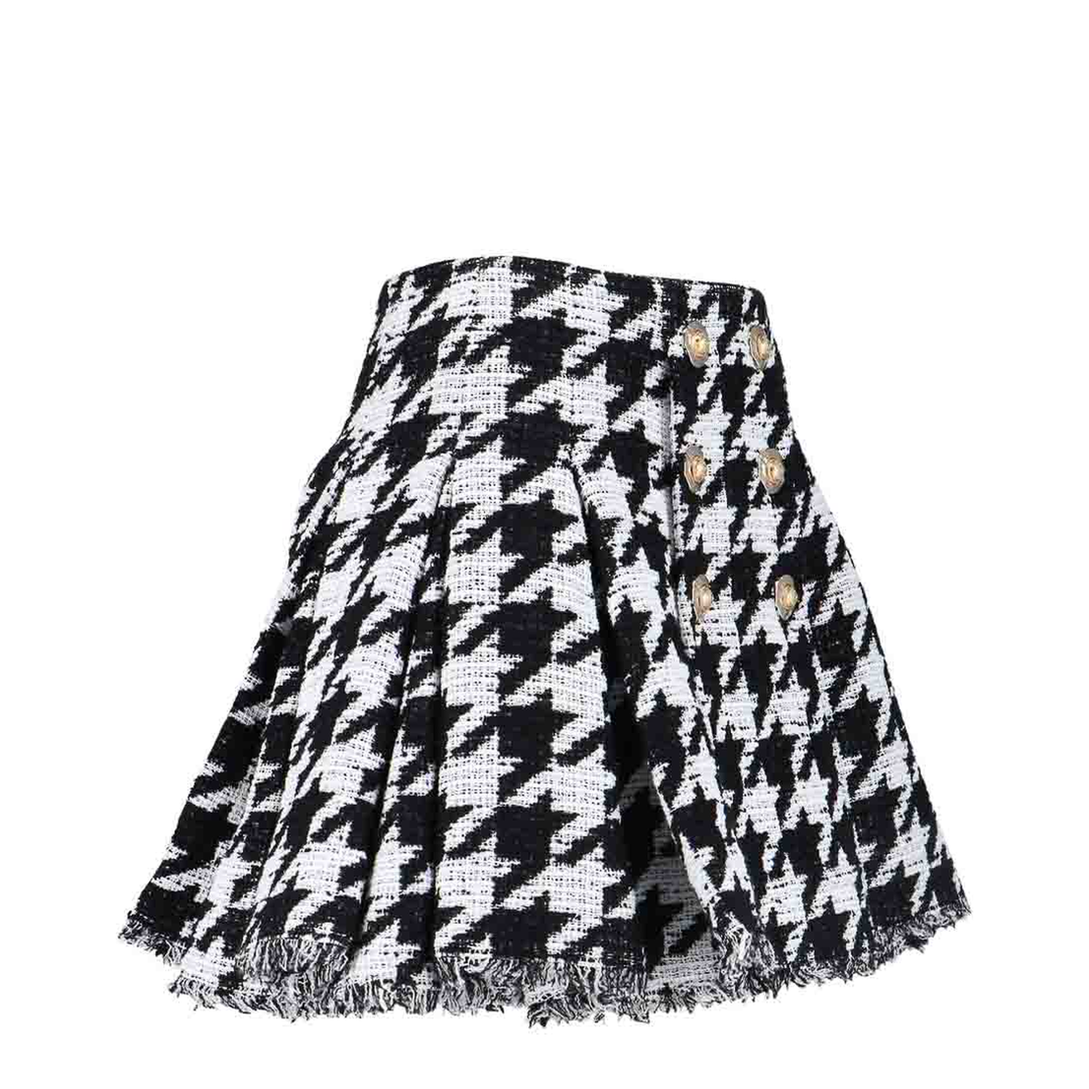 Tweed Pleated Mini Skirts Black