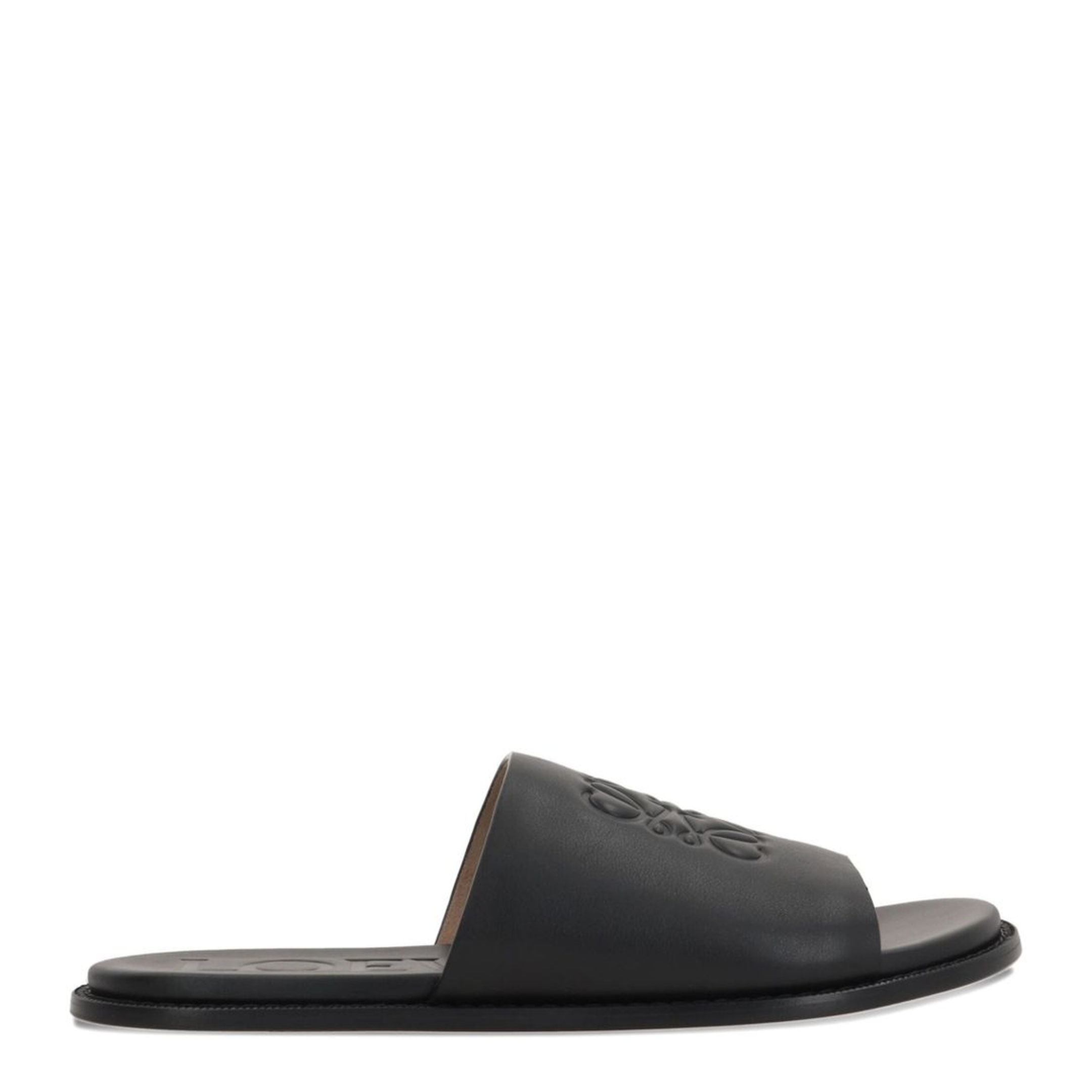 Flex Anagram Slide in Soft Calfskin Black