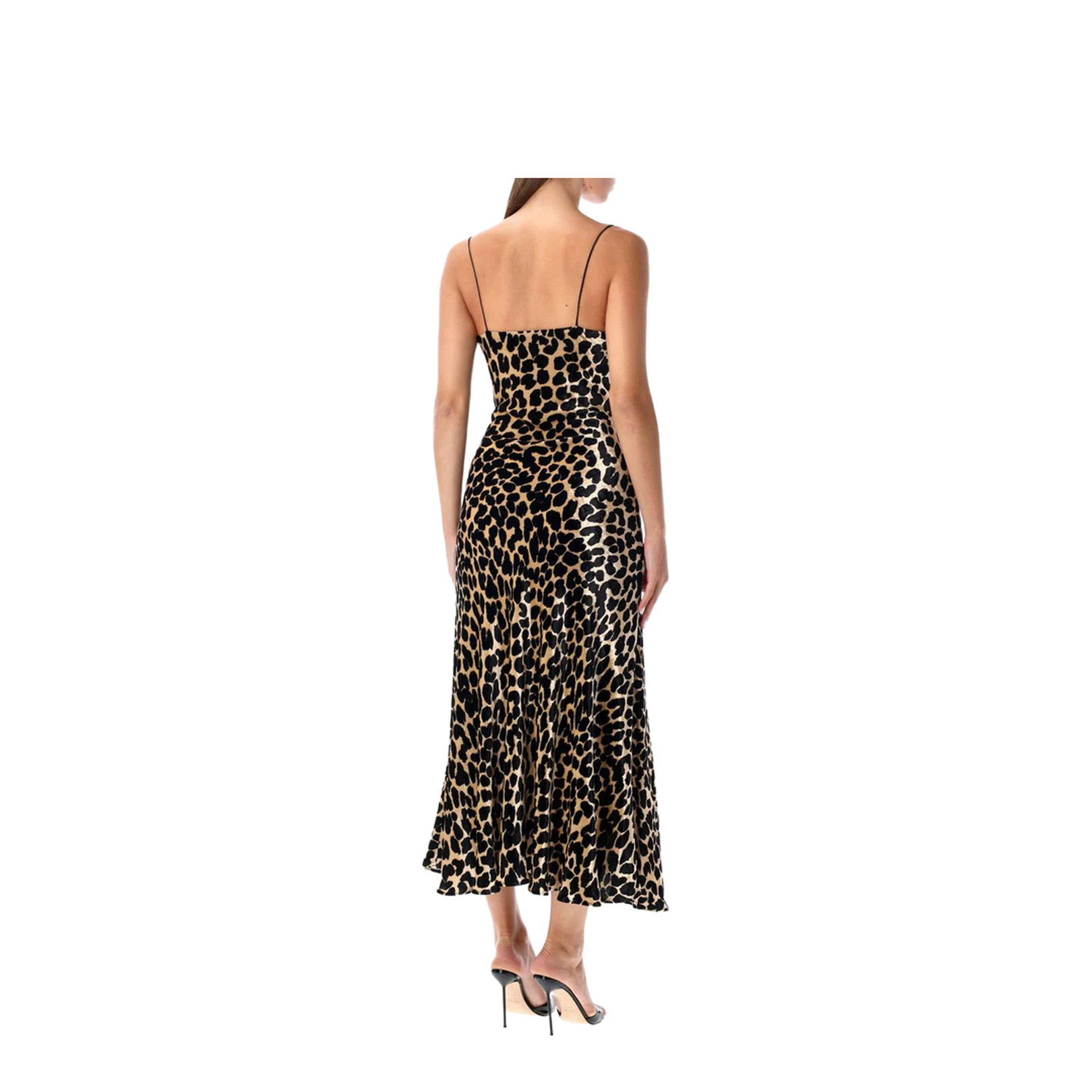 Leopard-Print Velvet Midi Dress With Thin Straps