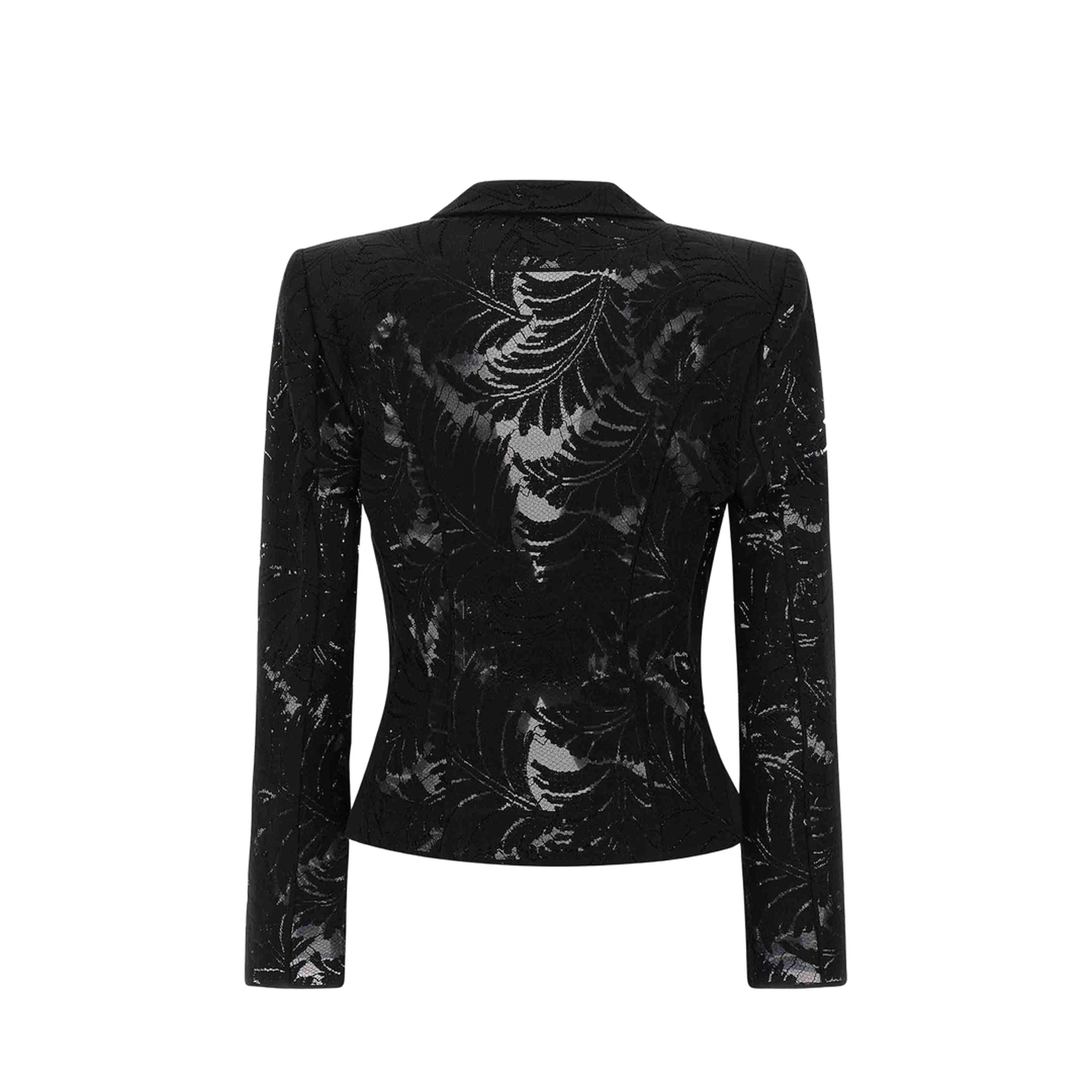1-Button Fitted Lace Jacket Black