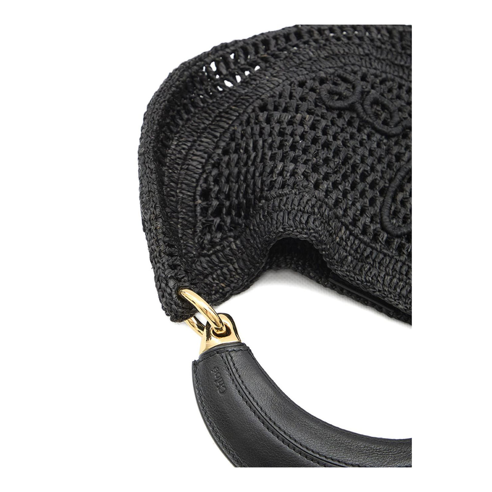Black Woven Raffia Handbag