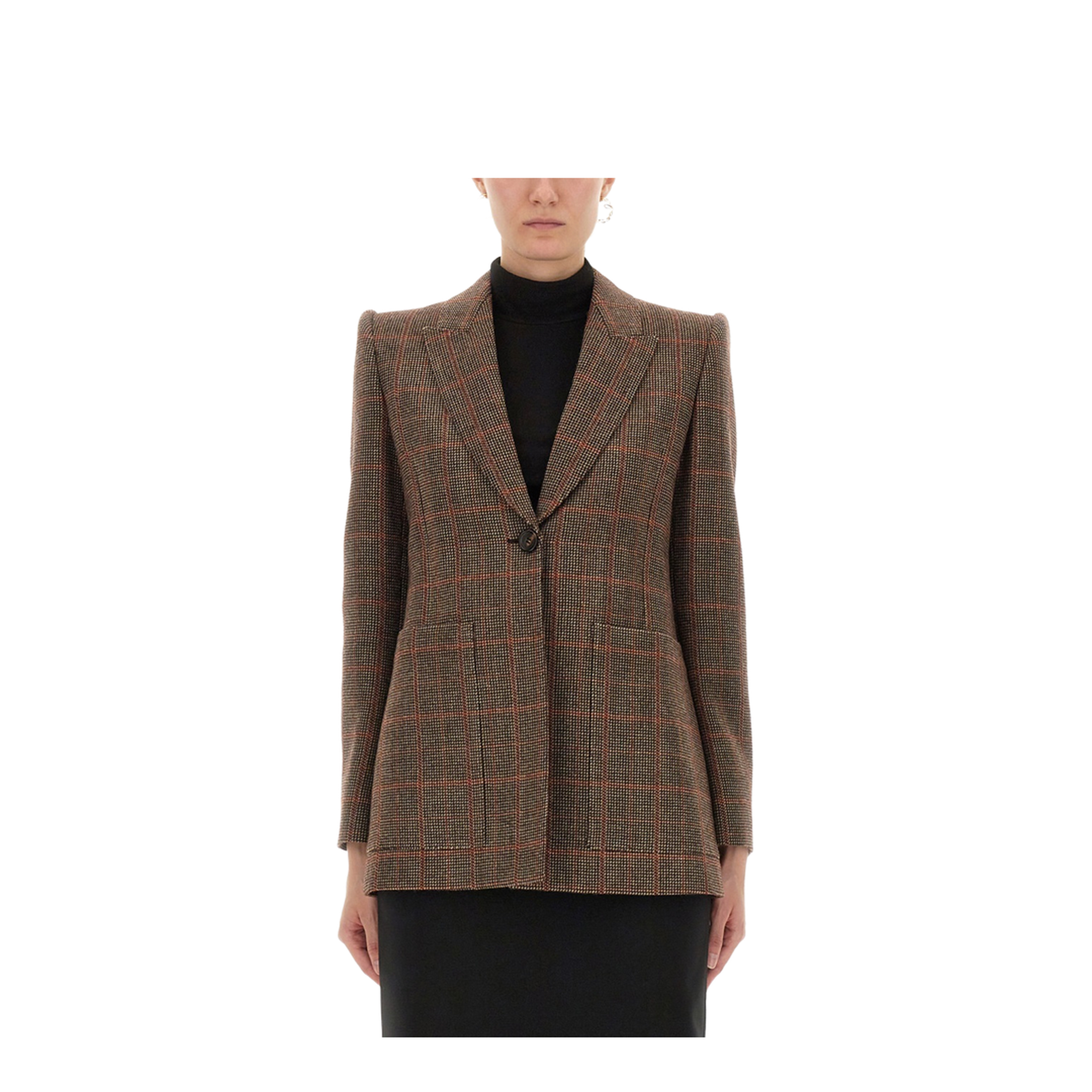 Plaid Wool Tailored Jacket