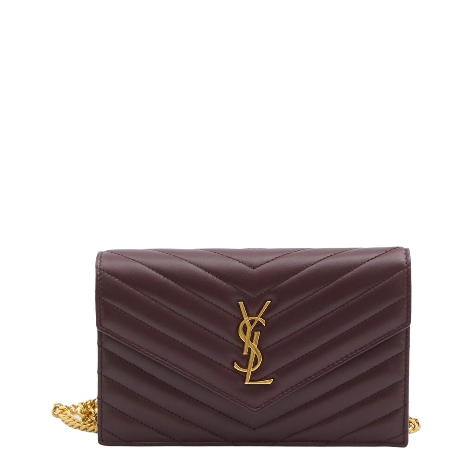 Chevron Quilted Envelope Chain Wallet