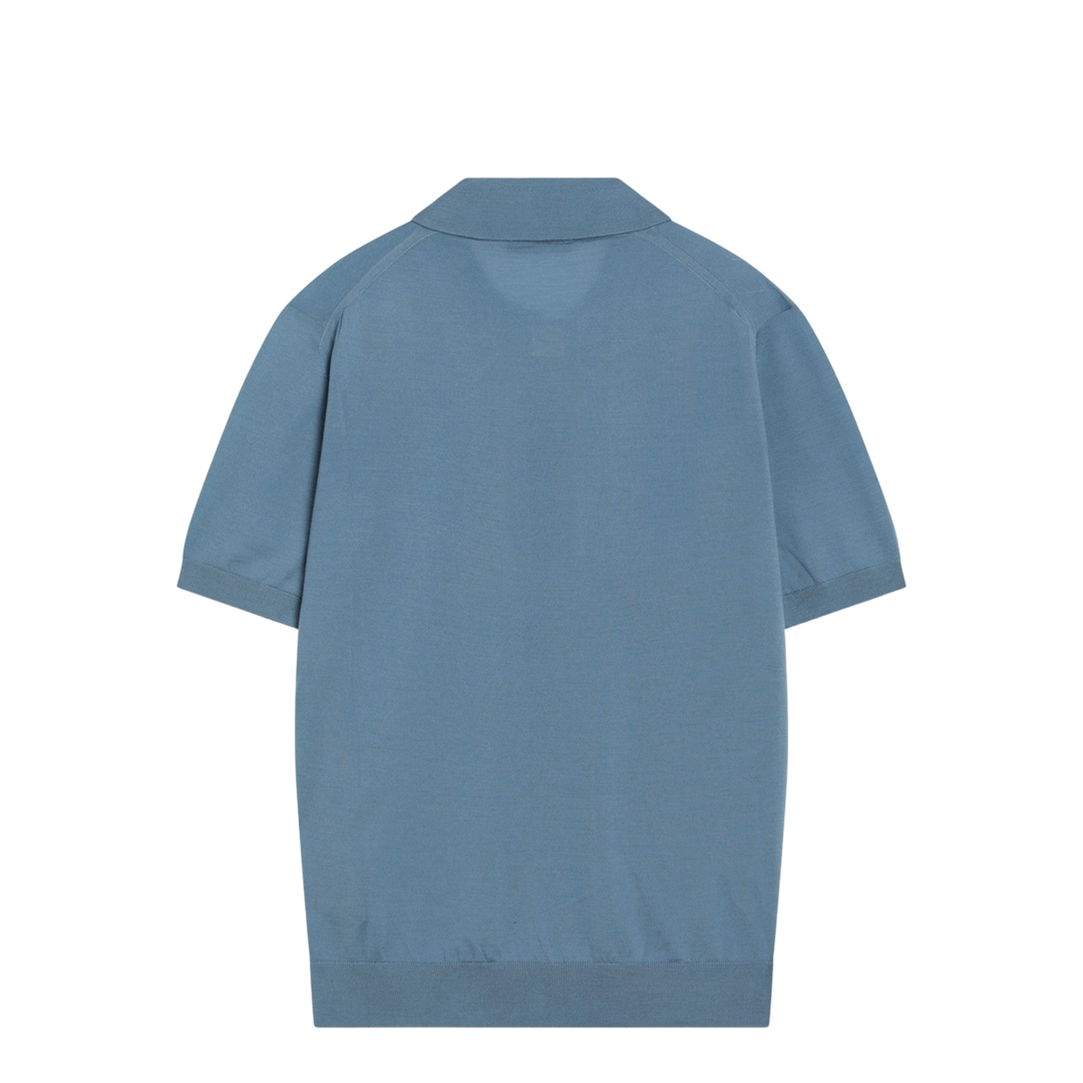 Air-force blue combed wool polo shirt