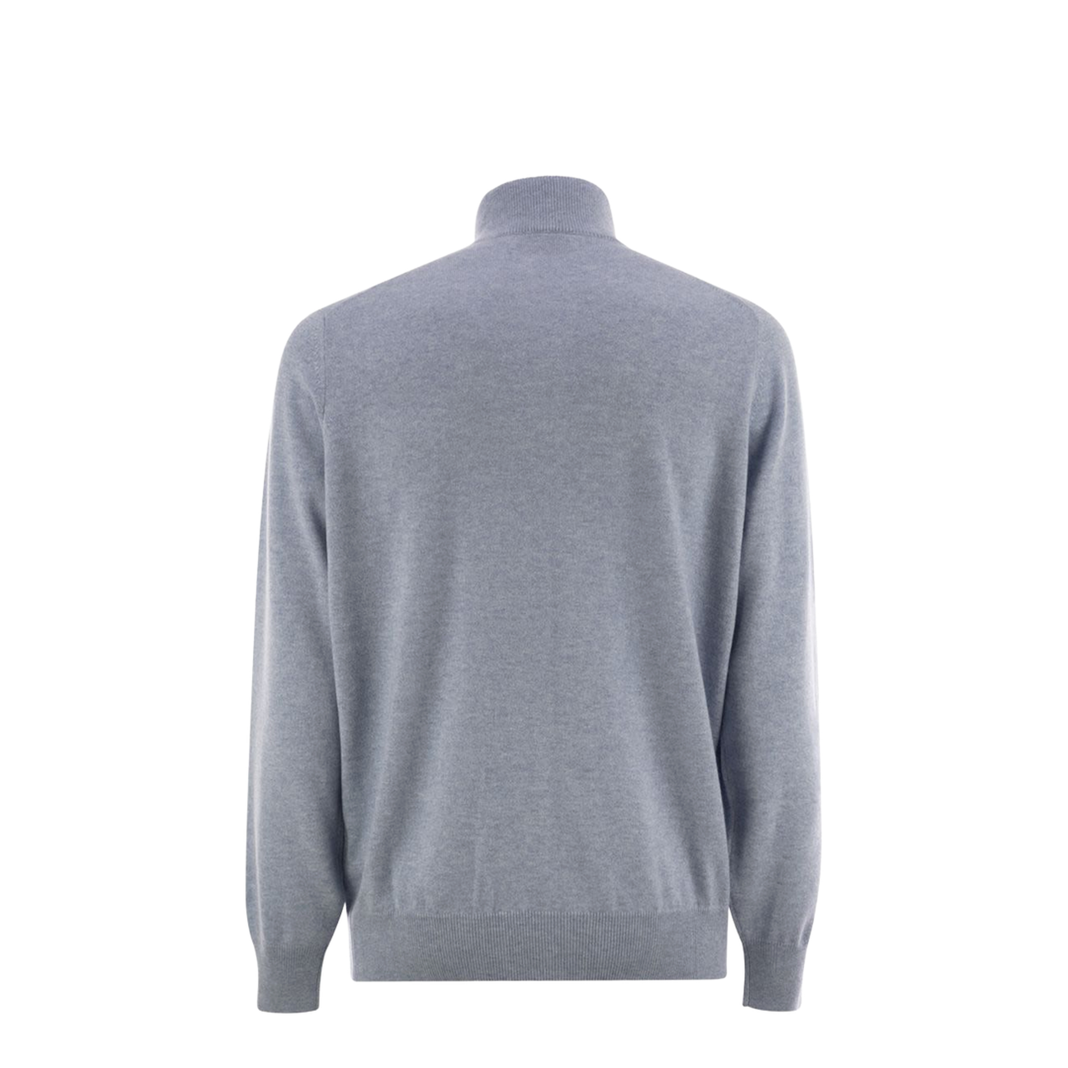 Blue High-Necked Cashmere Cardigan