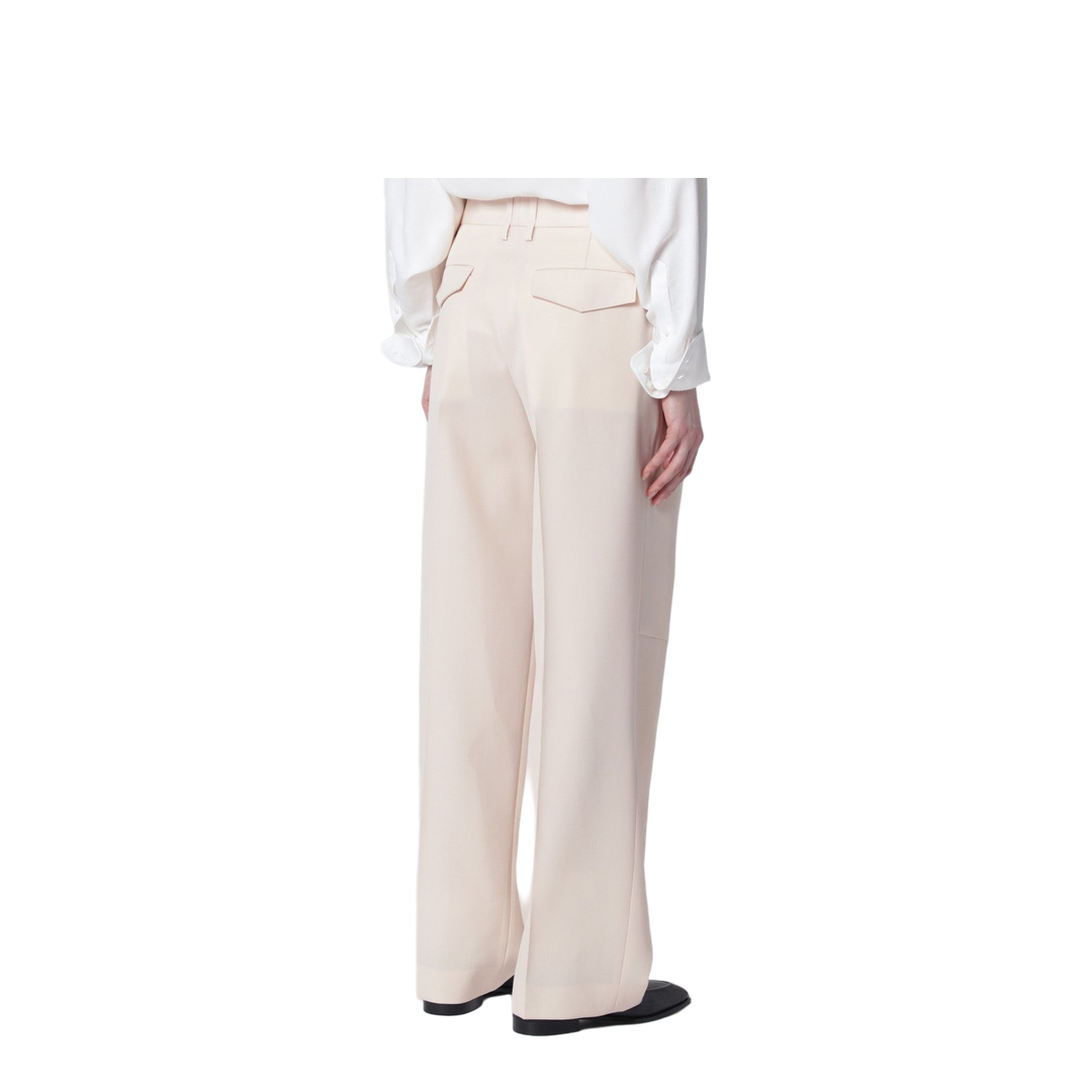 Ivory Wool Gabardine Trousers