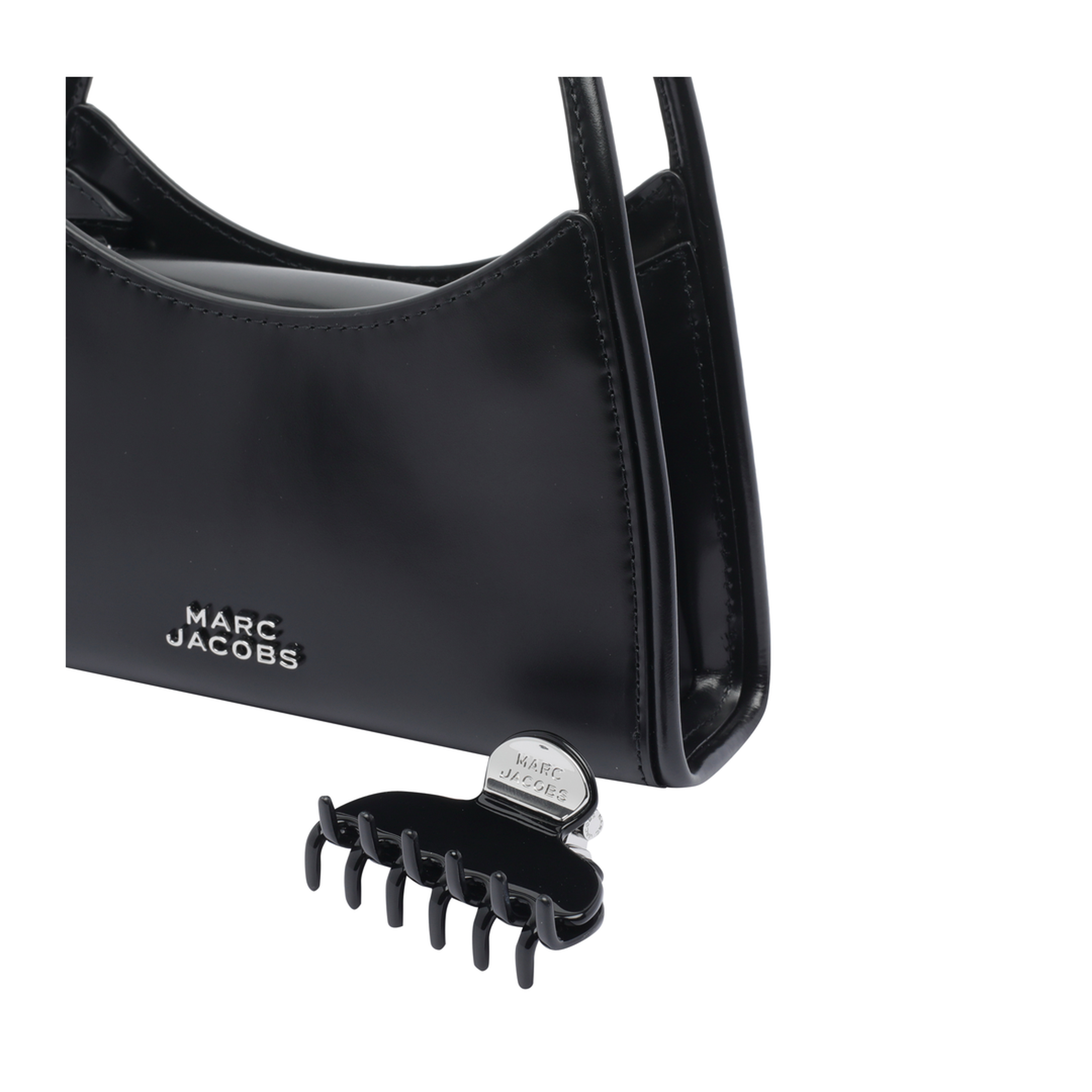 Glam Claw Clip Crossbody Bag Leather Black