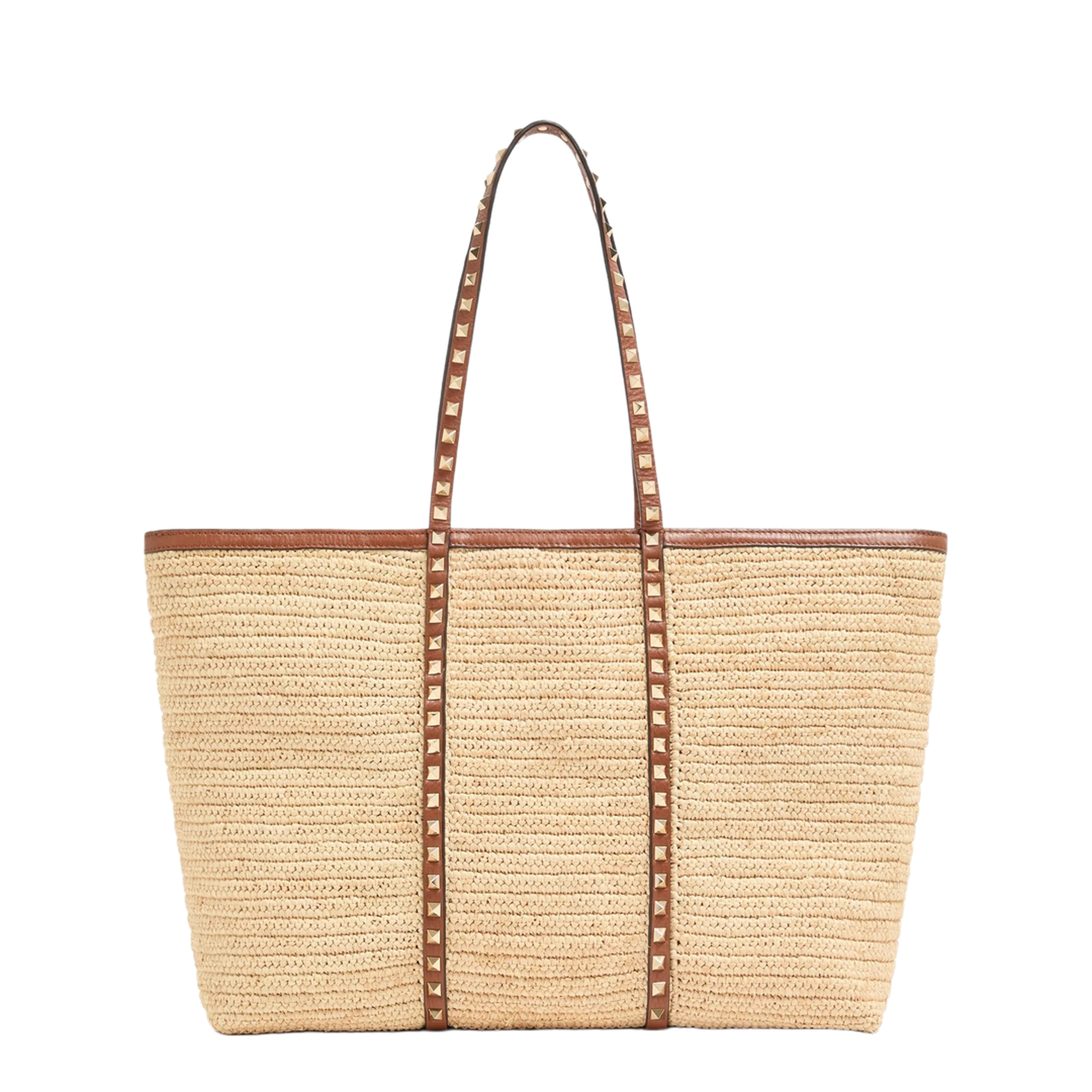 MAYFEYR - Valentino - Raffia Shopping Medium Rockstud Bag - 8W2B0R04UEN43S