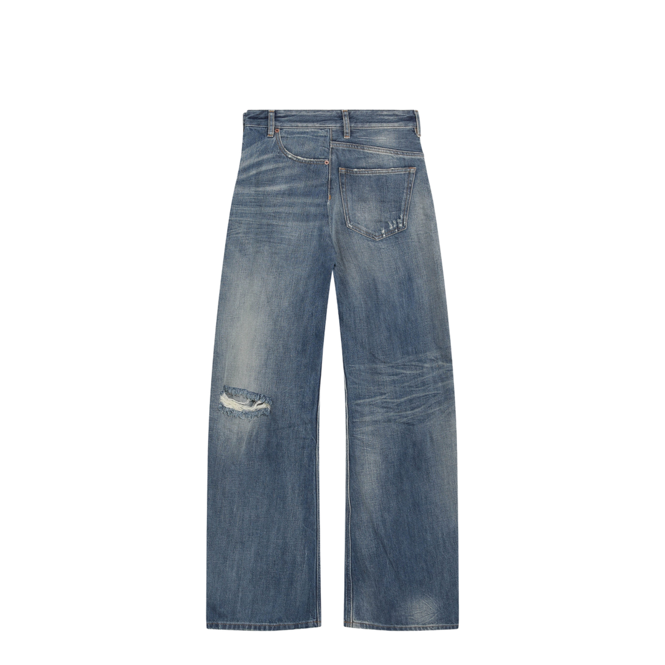 MAYFEYR - Mm6 Maison Margiela - Distressed Wide-Leg Denim Jeans In Medium Blue - S52LA0243M30054962