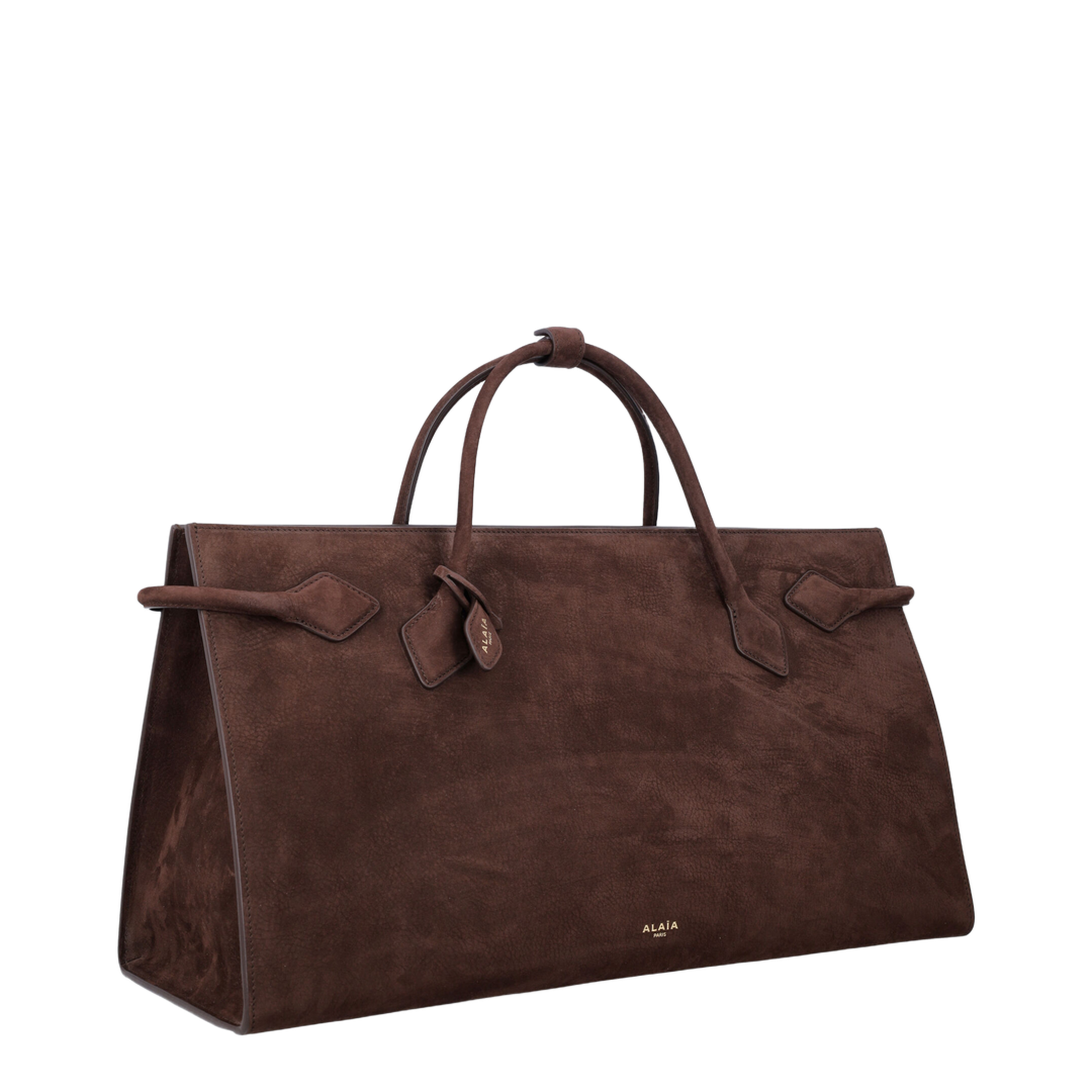 Le Teckel Nubuk Calfskin Tote - Brun Foncé