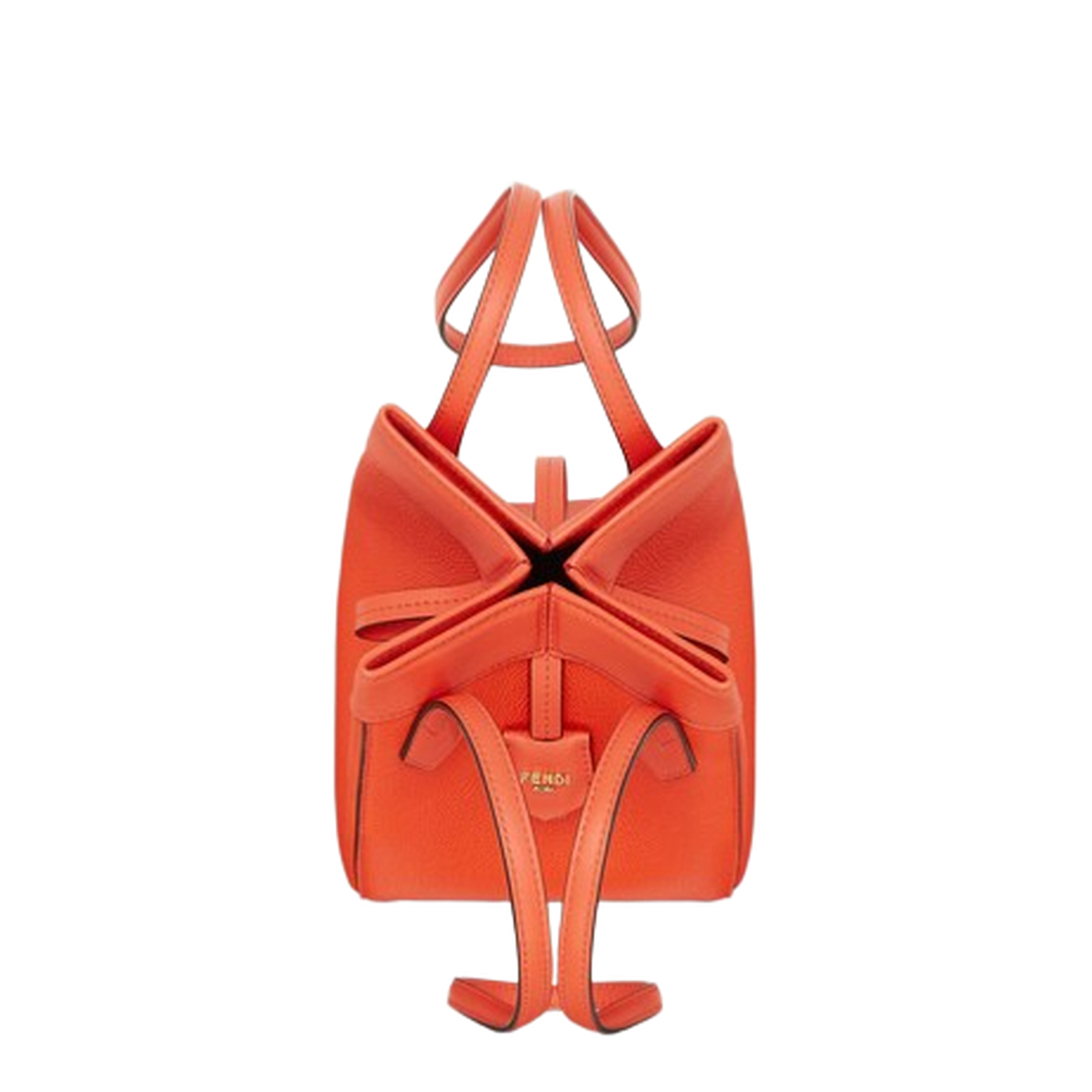 Origami Mini Leather Bucket Bags - Orange