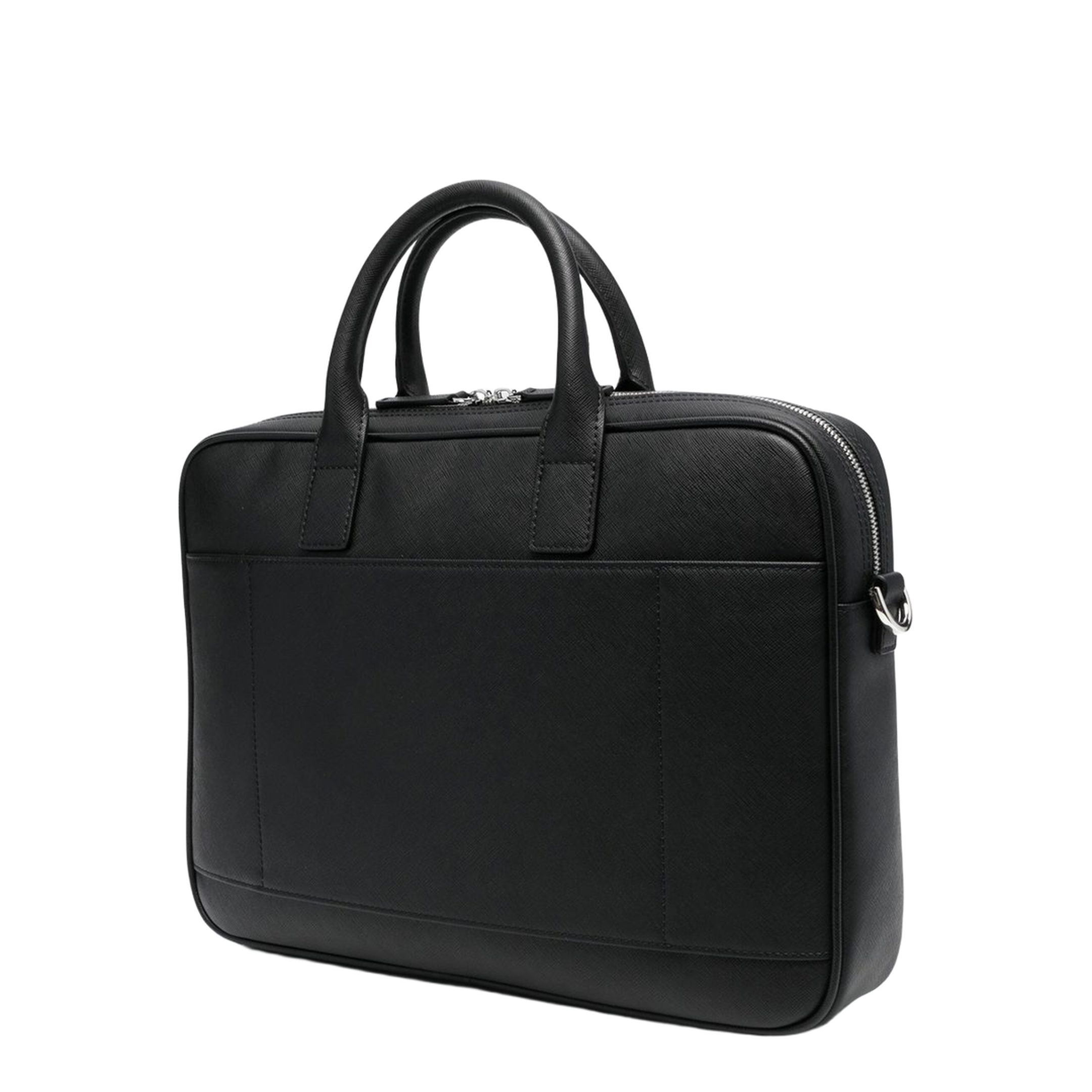ASV Regenerated Saffiano Leather Business Bag - Black