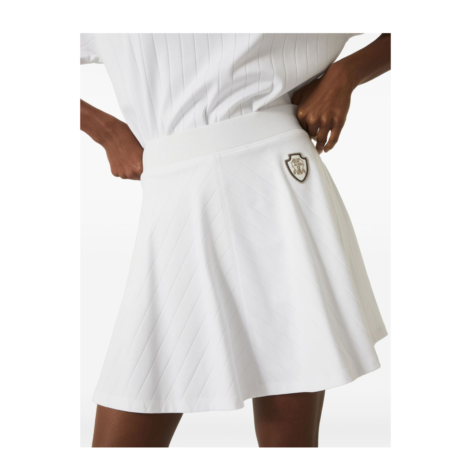 Cotton Wide Ribbed Interlock Mini Skirt with Logo