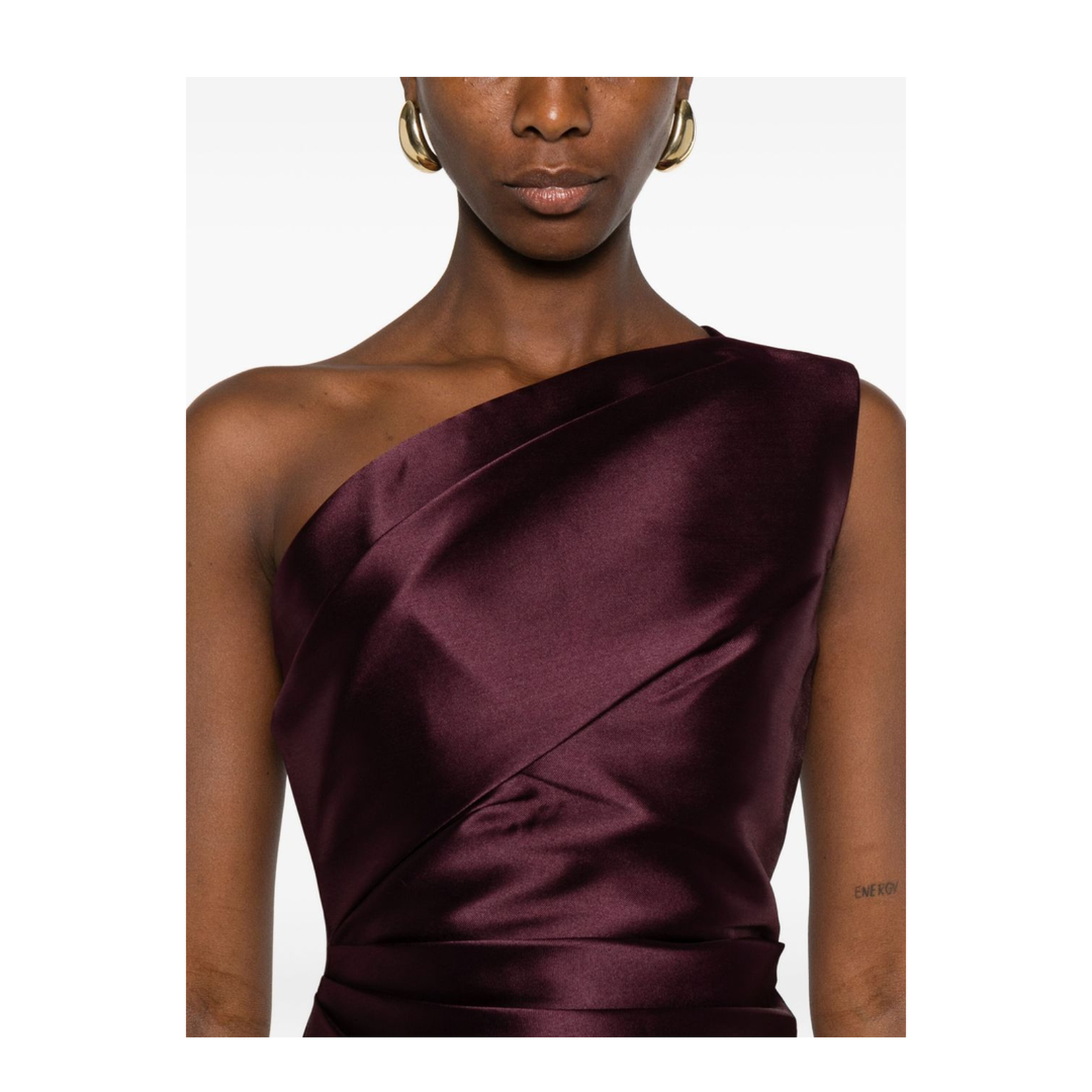Burgundy One-Shoulder Maxi Dress