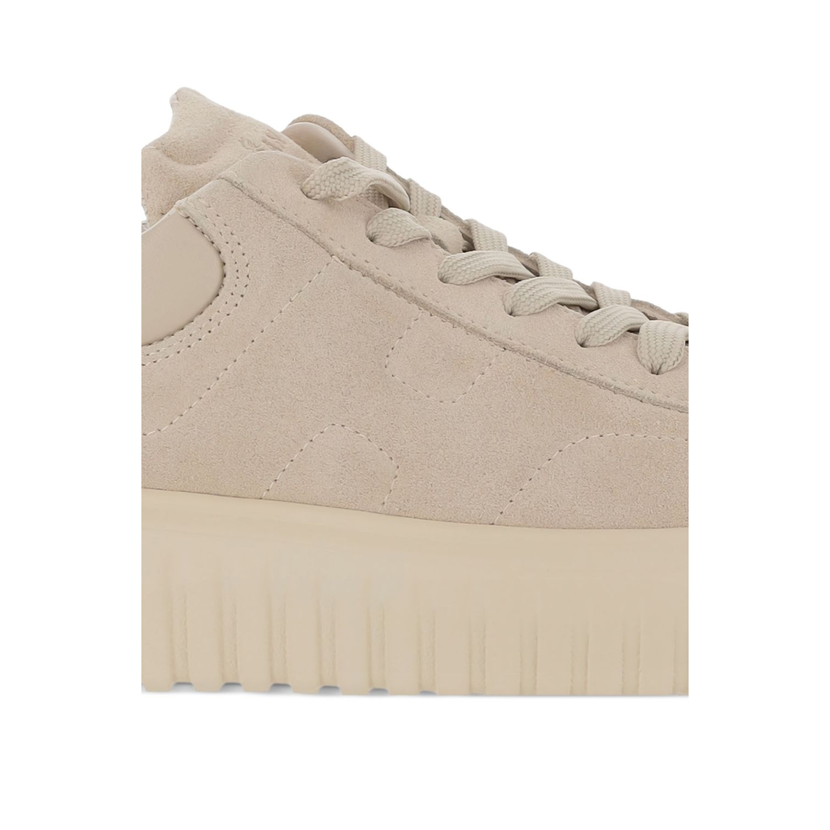 Beige Suede Upper Vertical Stripes Round Toe Lace-Up Front