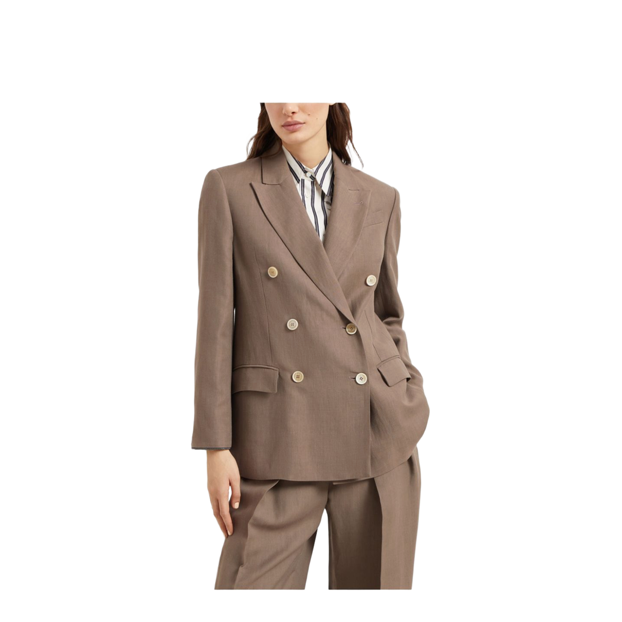 Linen Blend Double-Breasted Jacket