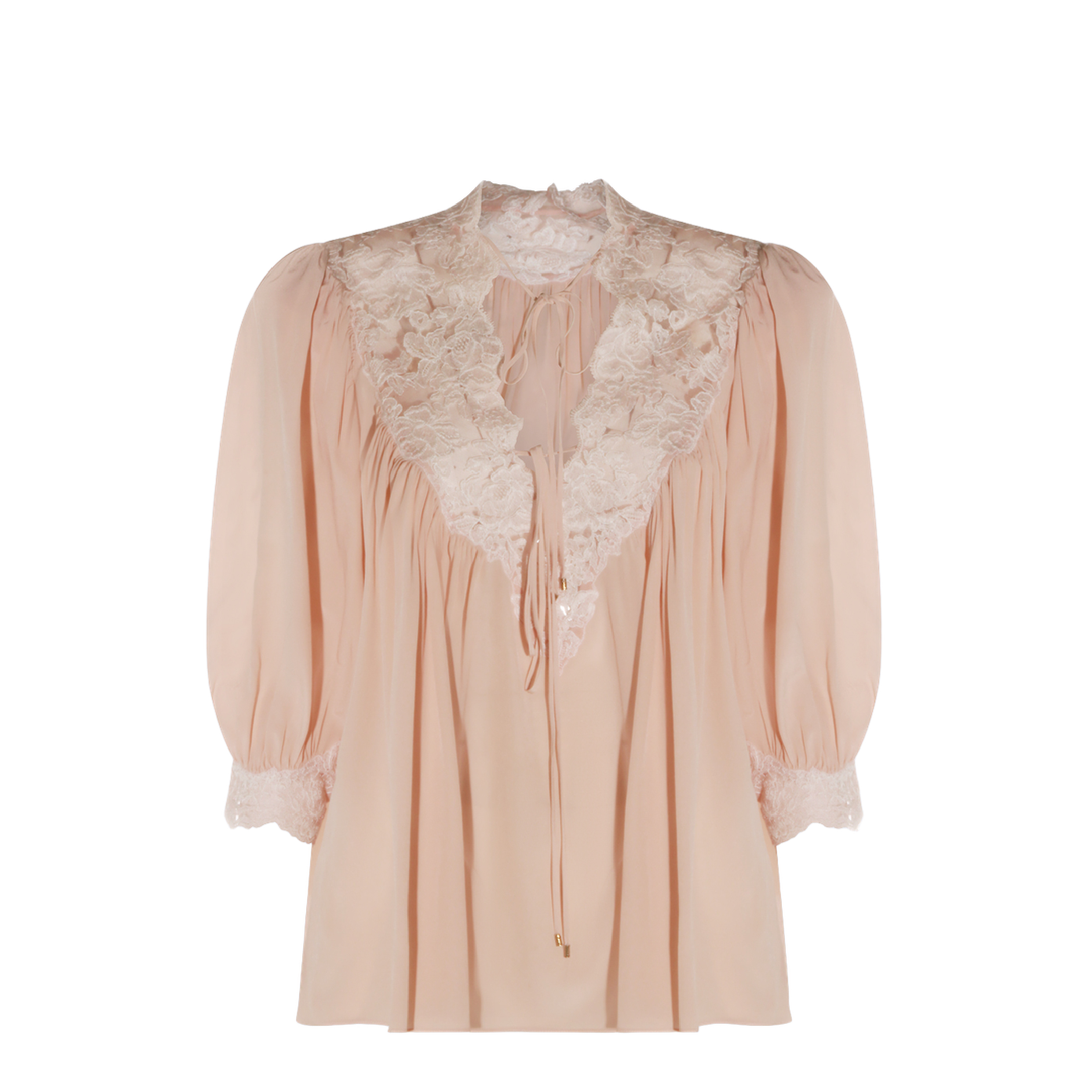Silk Blouse With Lace Details