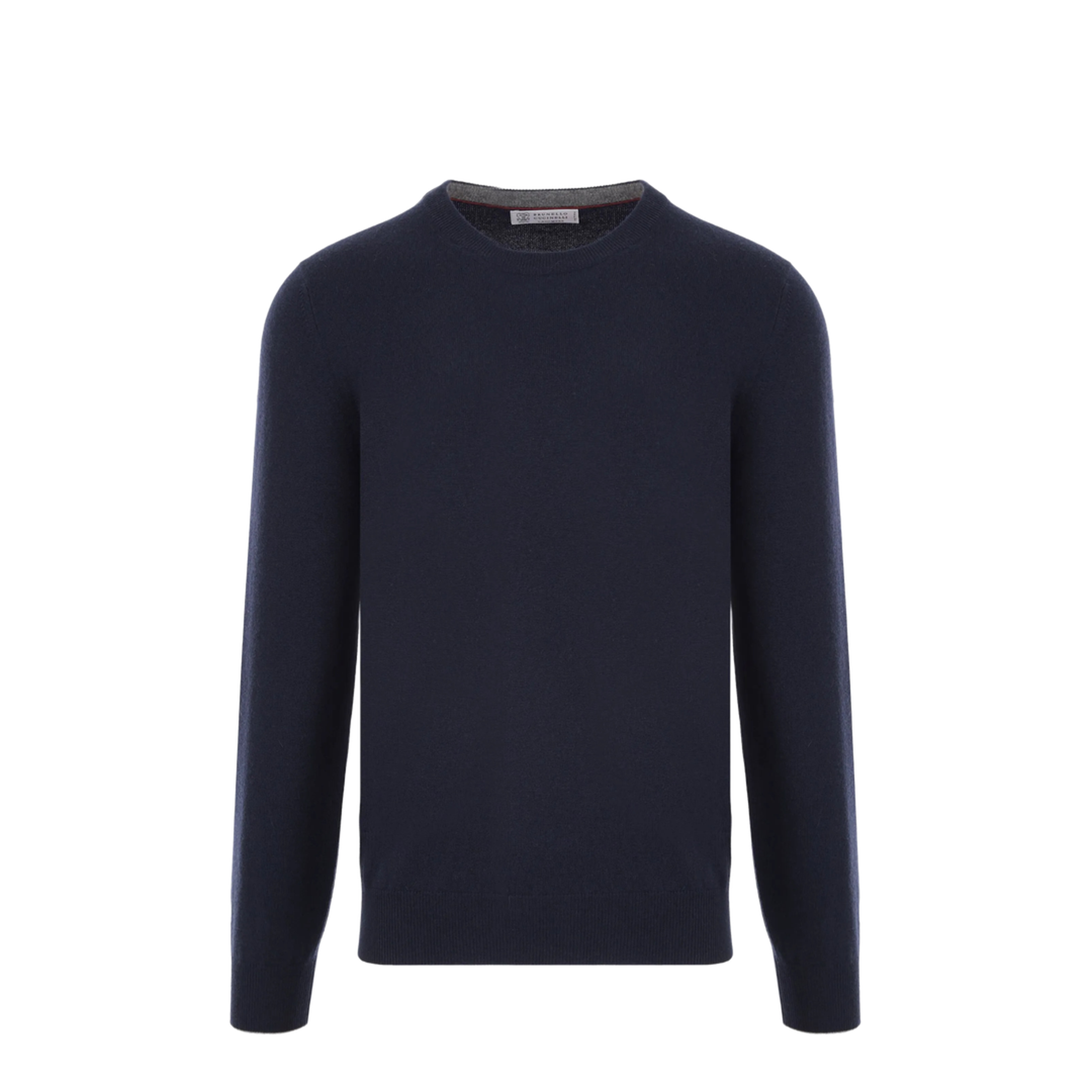 Ribbed Edges Detail Cashmere Crew Neck