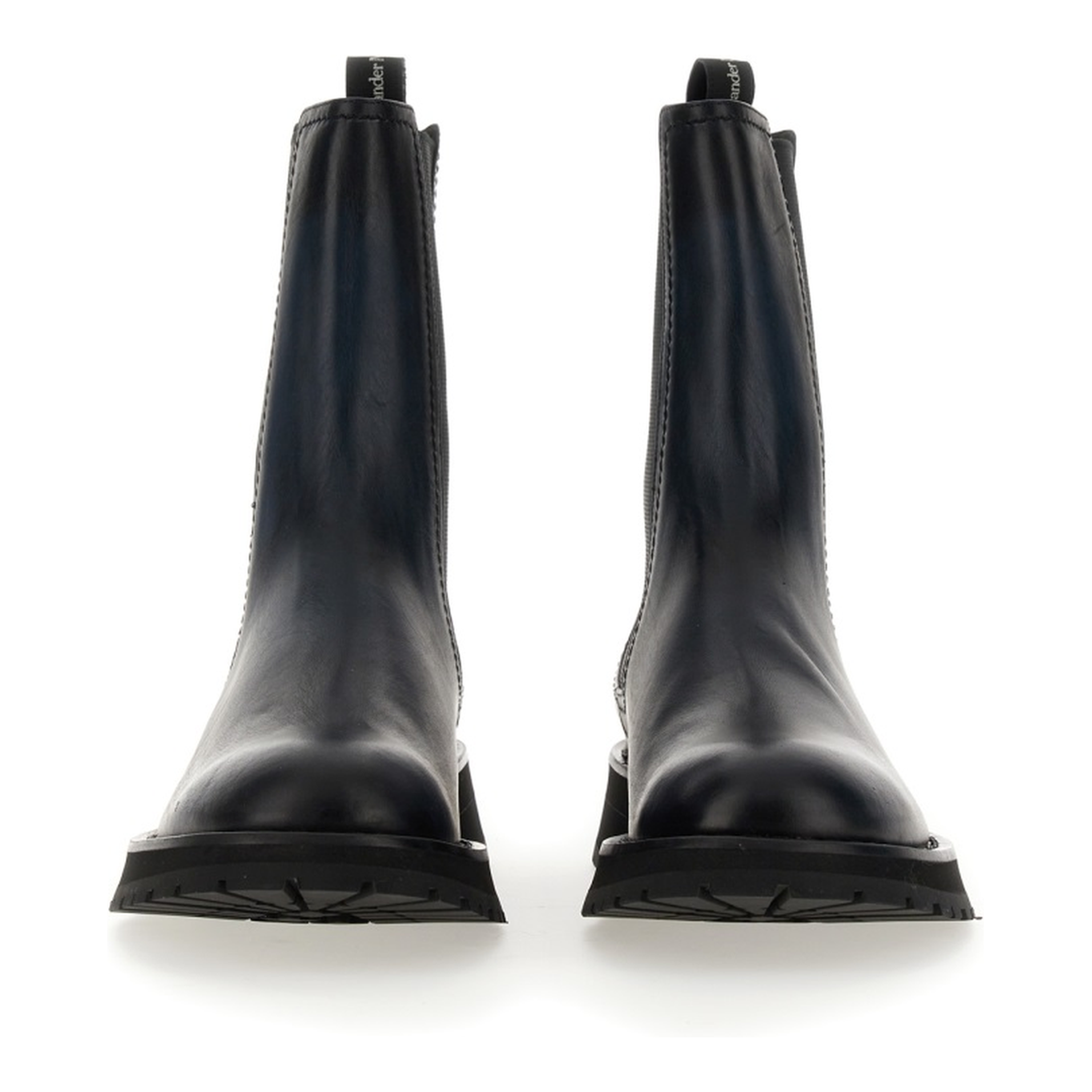 Two-tone leather ankle boots