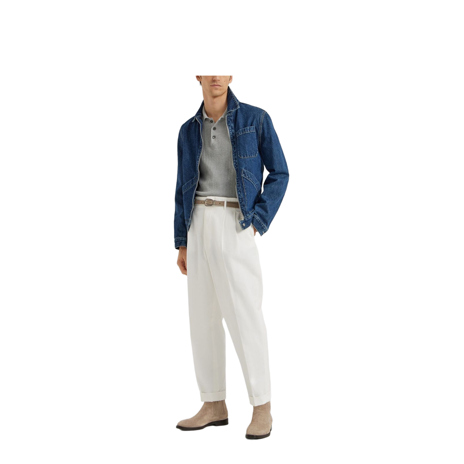 Honeycomb Stitch Rib Knit Polo Shirt