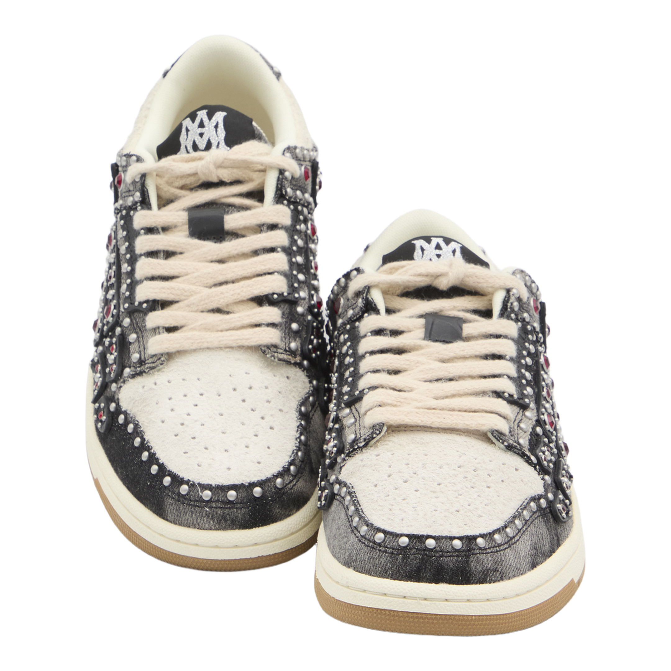 Skel Top Black Sneaker With Beads And Crystals
