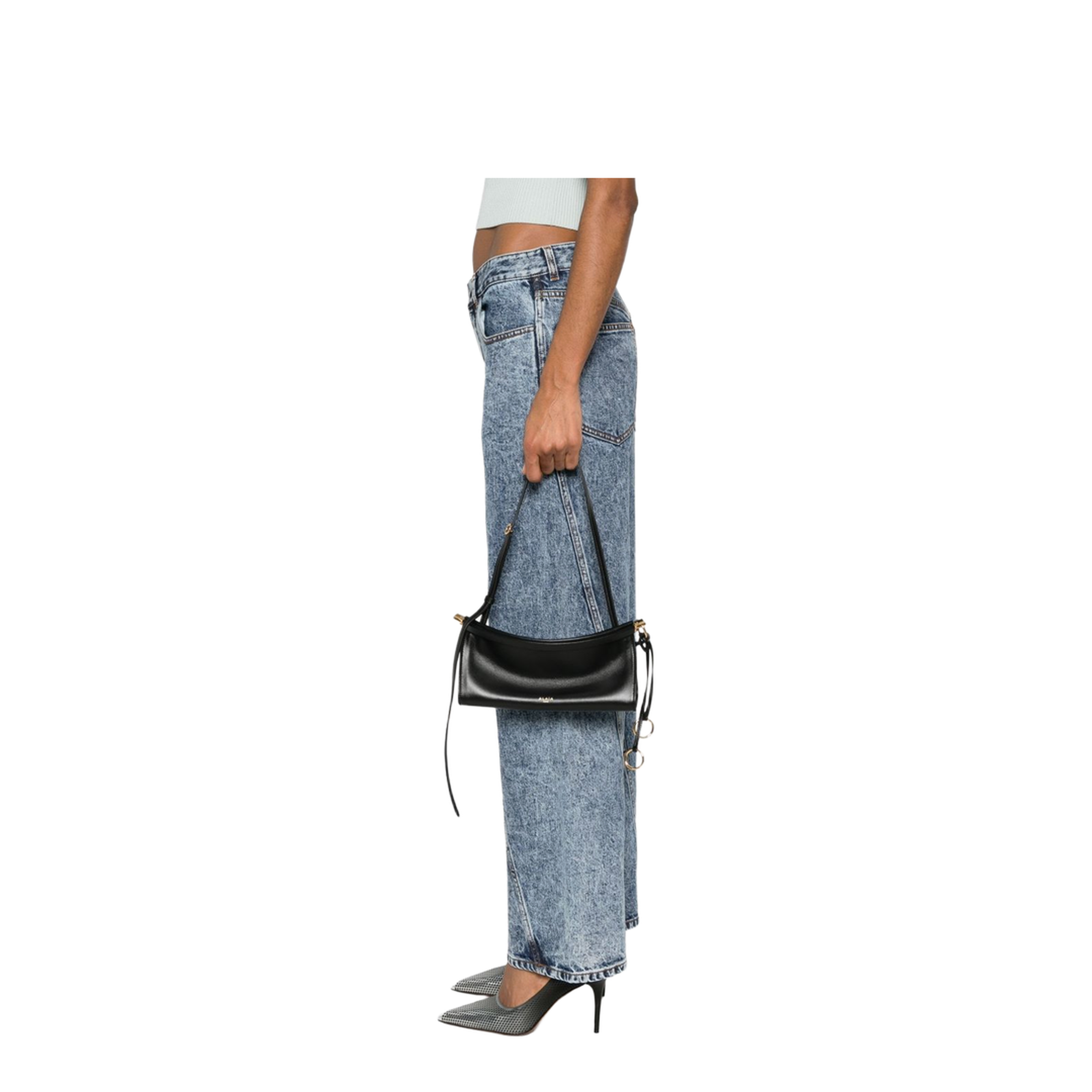 Le Click East West Small Calfskin Shoulder Bag - Noir