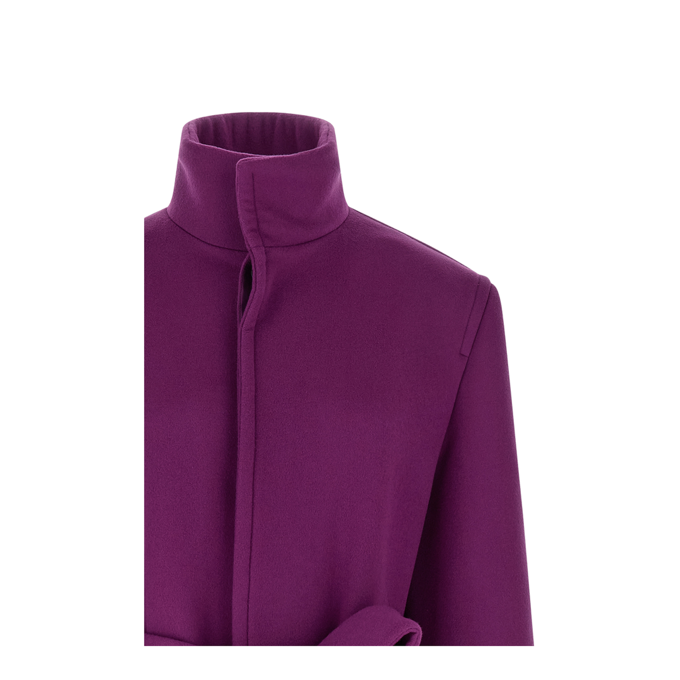 Boxy Belted Coat in Wool in Purple