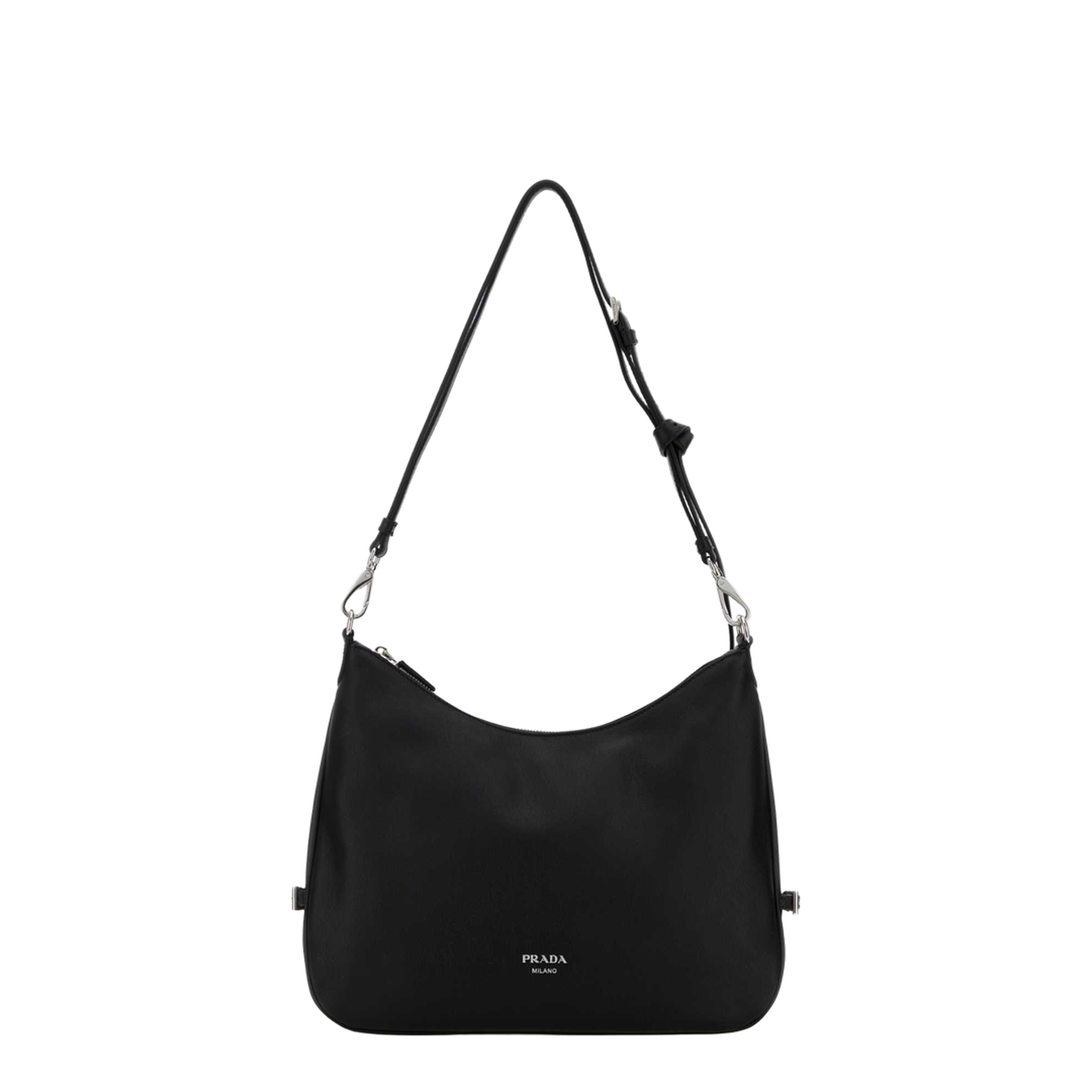 Black Leather Large Fold Shopping Bag