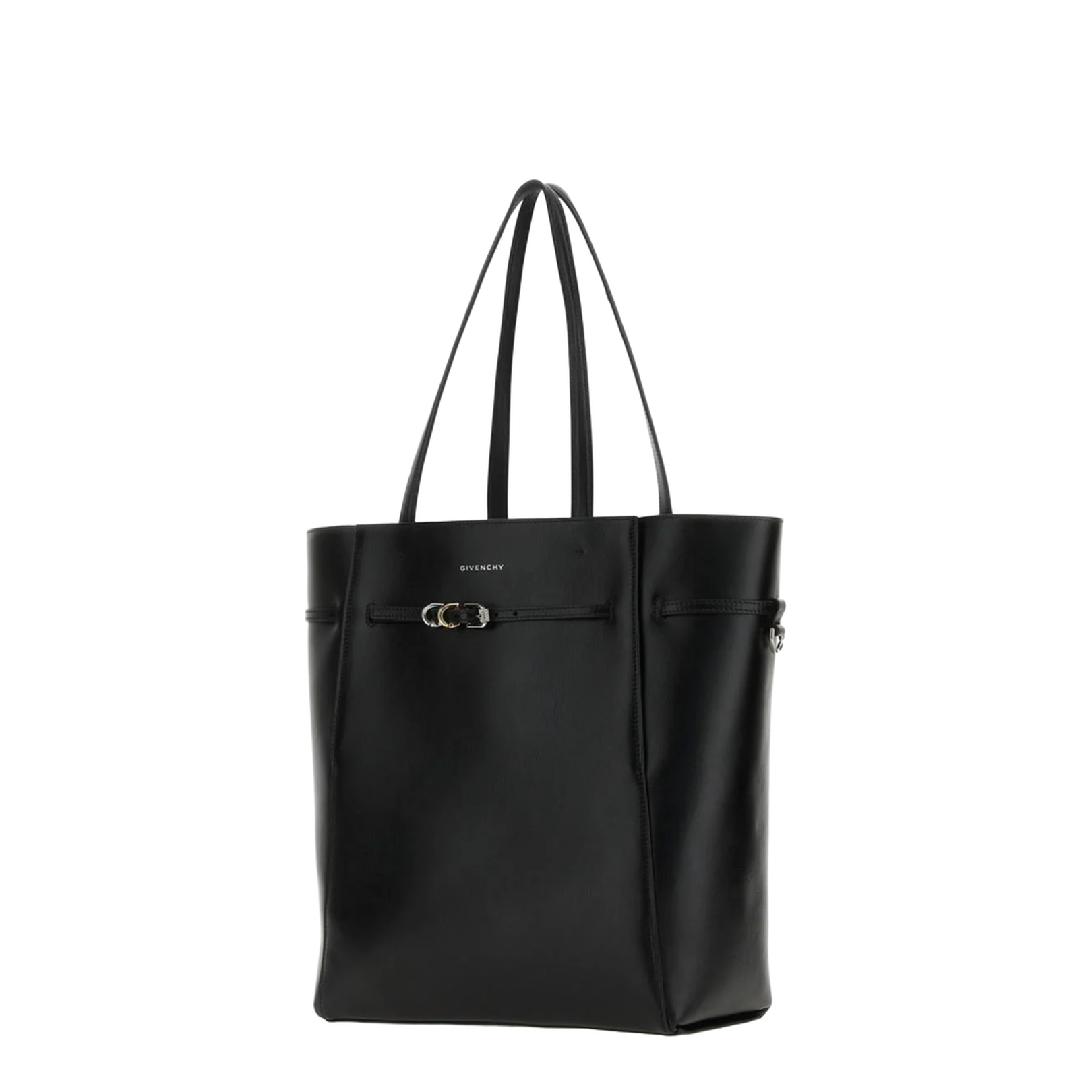 Medium Voyou Leather Tote Bag Black