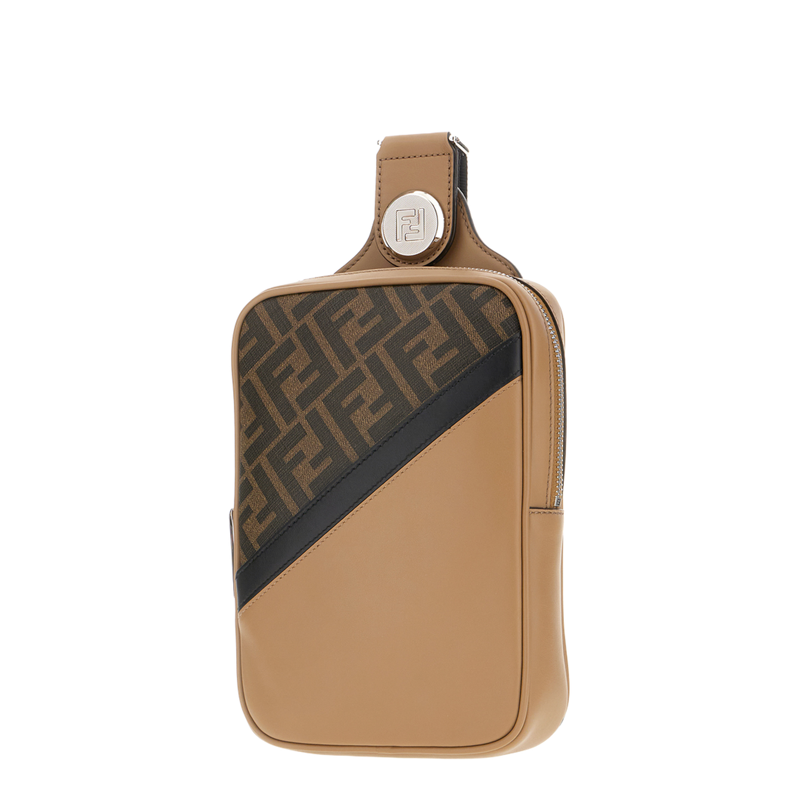 Diagonal Leather Belt Bags - Tan