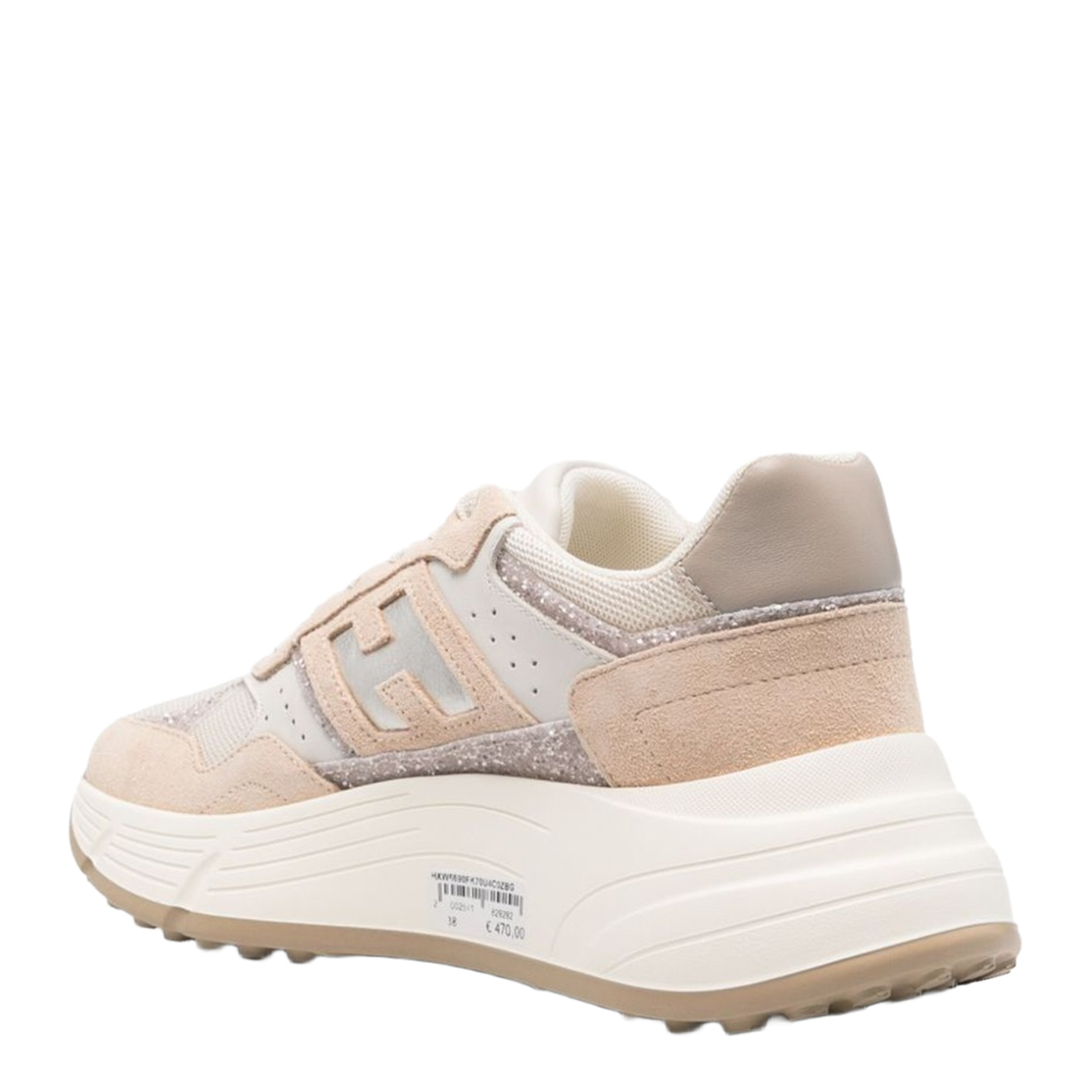 Blush Beige Front Lace-Up Fastening Chunky Sole