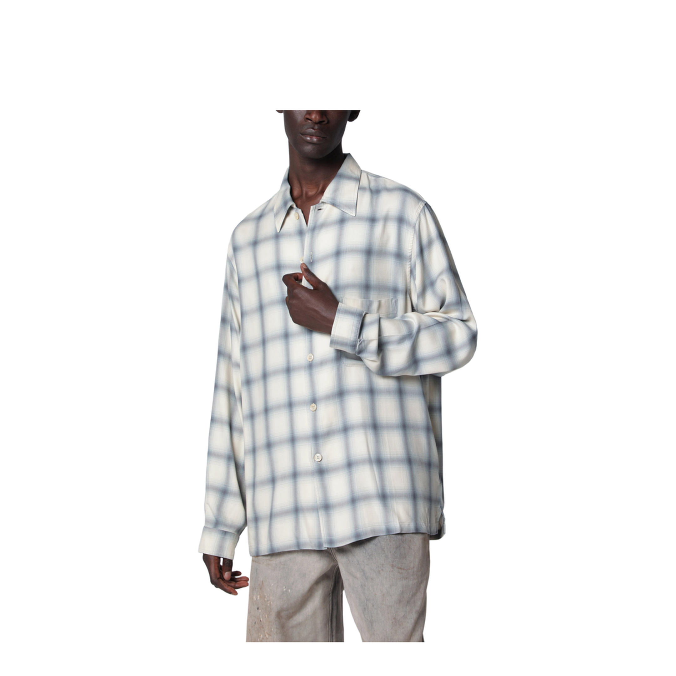 MAYFEYR - Our Legacy - White Shirt With Check Pattern In Viscose - M2262ESCVISA