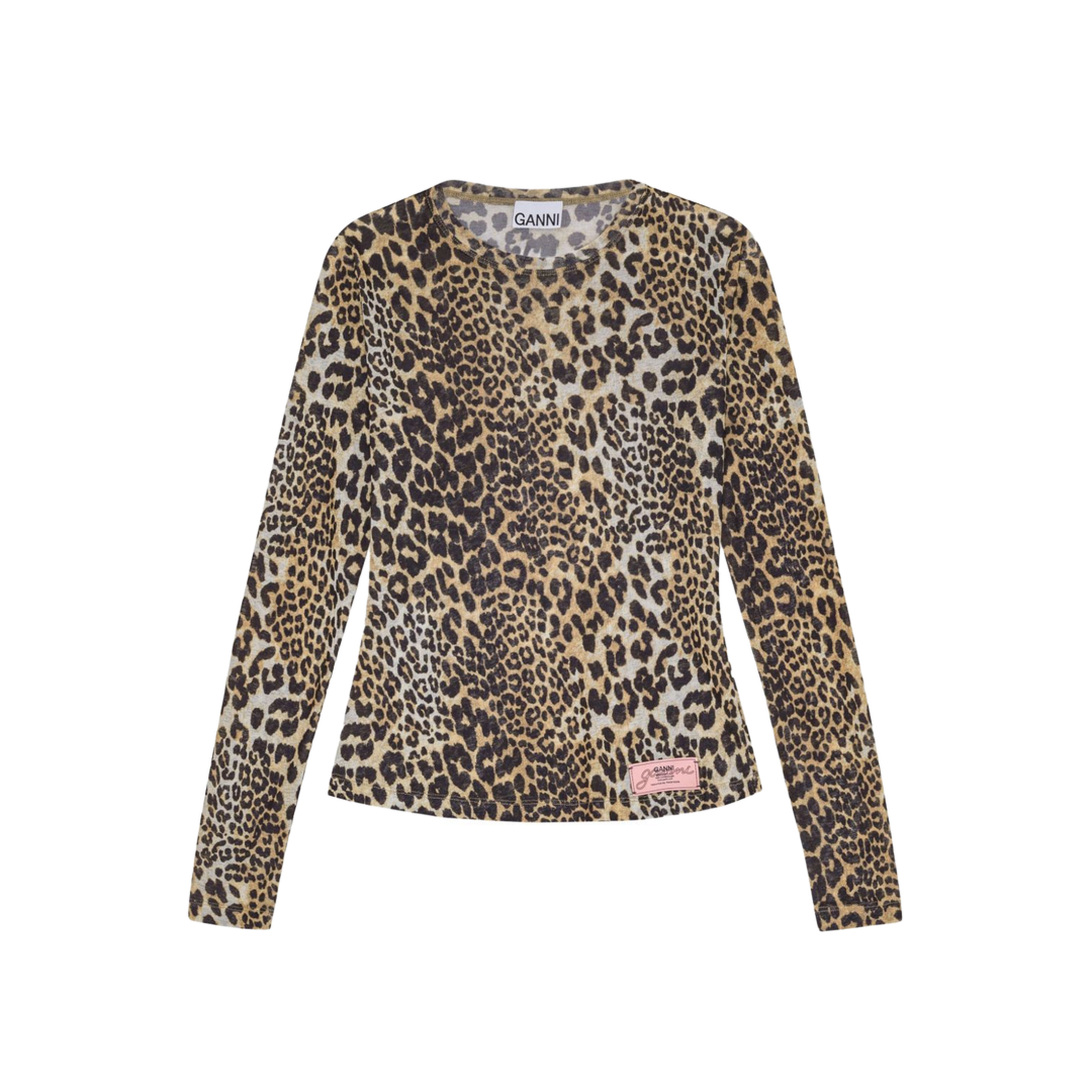 MAYFEYR - Ganni - Printed Marl Mesh Long Sleeve Top - T4208943