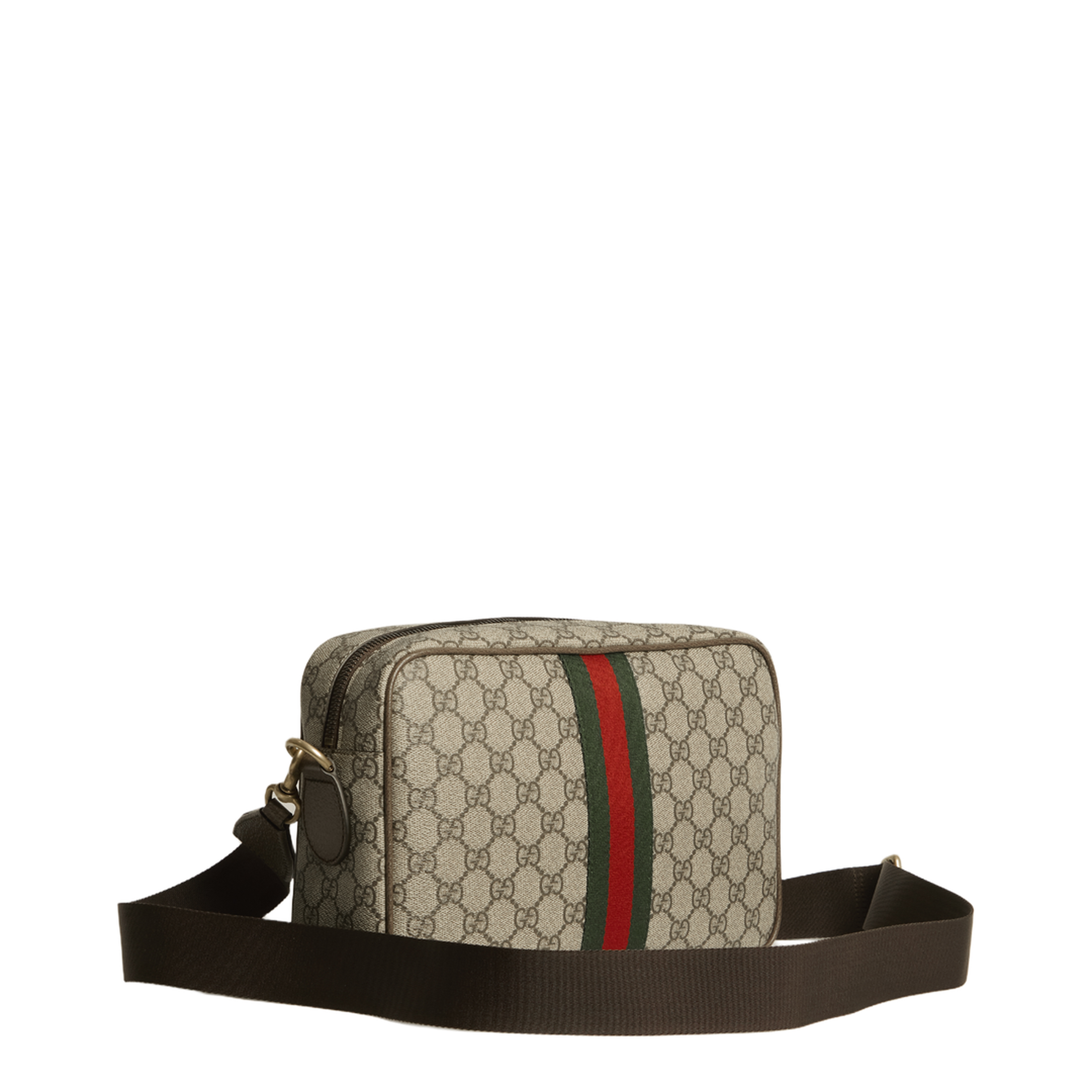 Ophidia Medium GG Supreme Coated Canvas Crossbody - Beige and Dark Brown