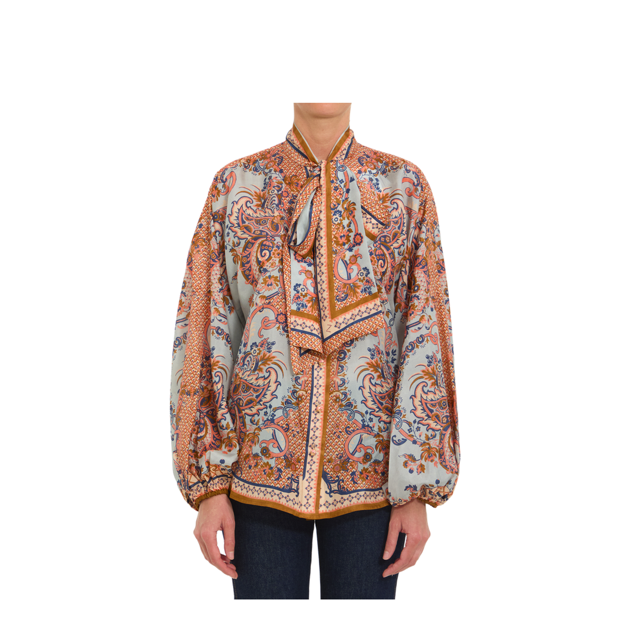 MAYFEYR - Zimmermann - Aster Tie Neck Blouse - 4461TSS261BLUPF