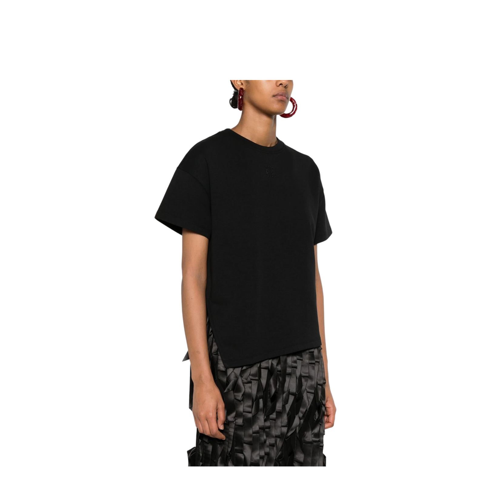Asymmetric T-Shirt in Cotton Blend Black