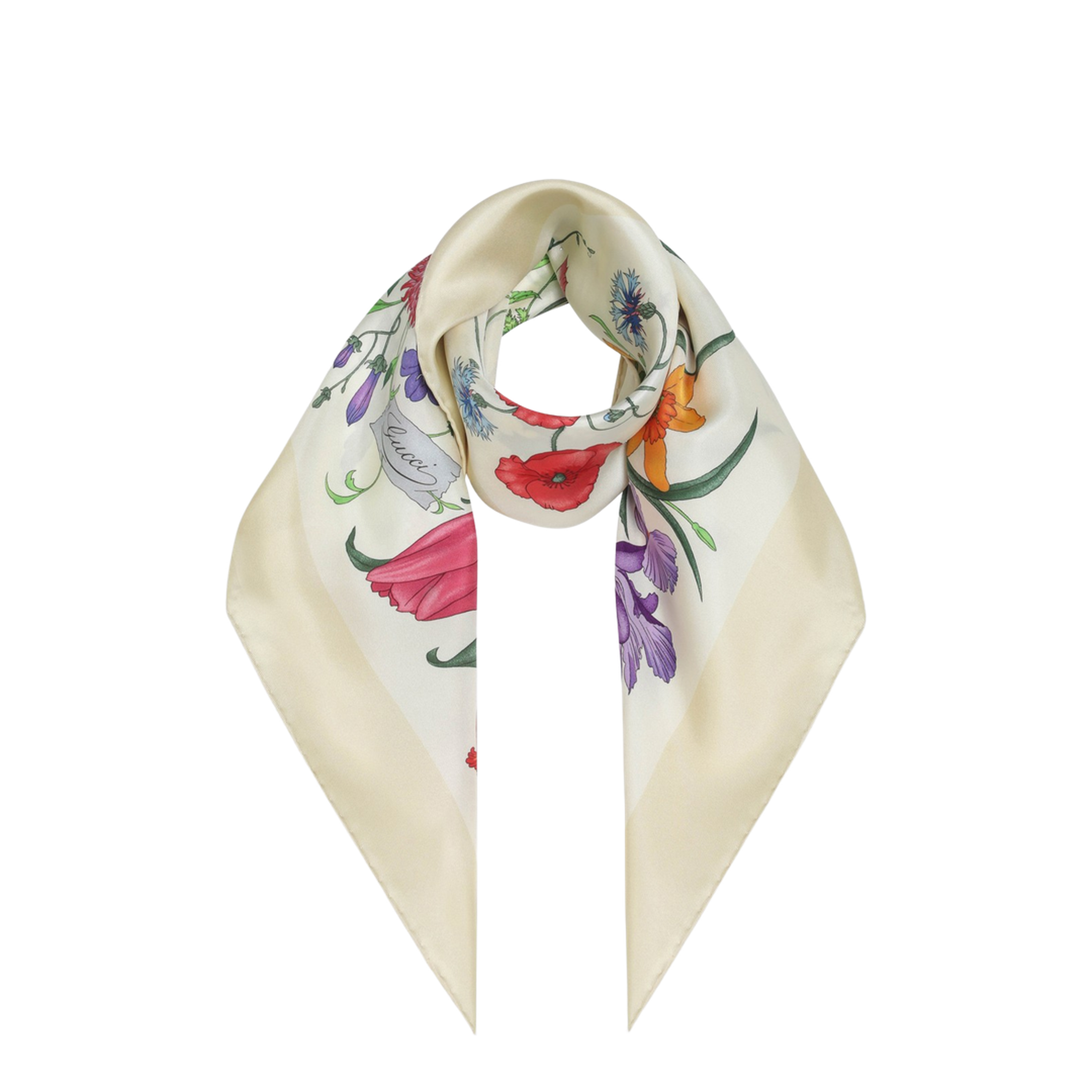 Yellow Printed Silk Twill Scarf