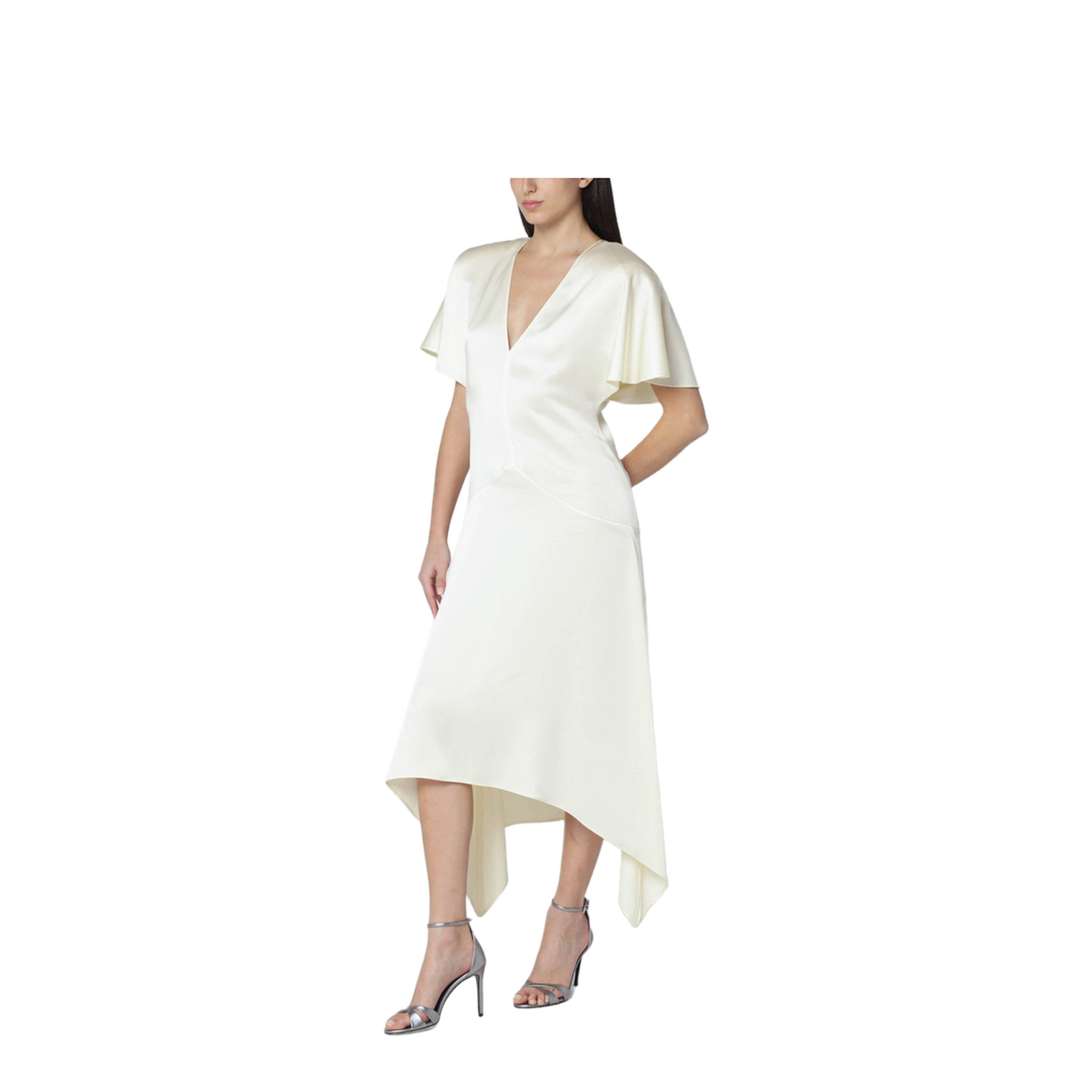 Butter-colored Satin Midi Dress