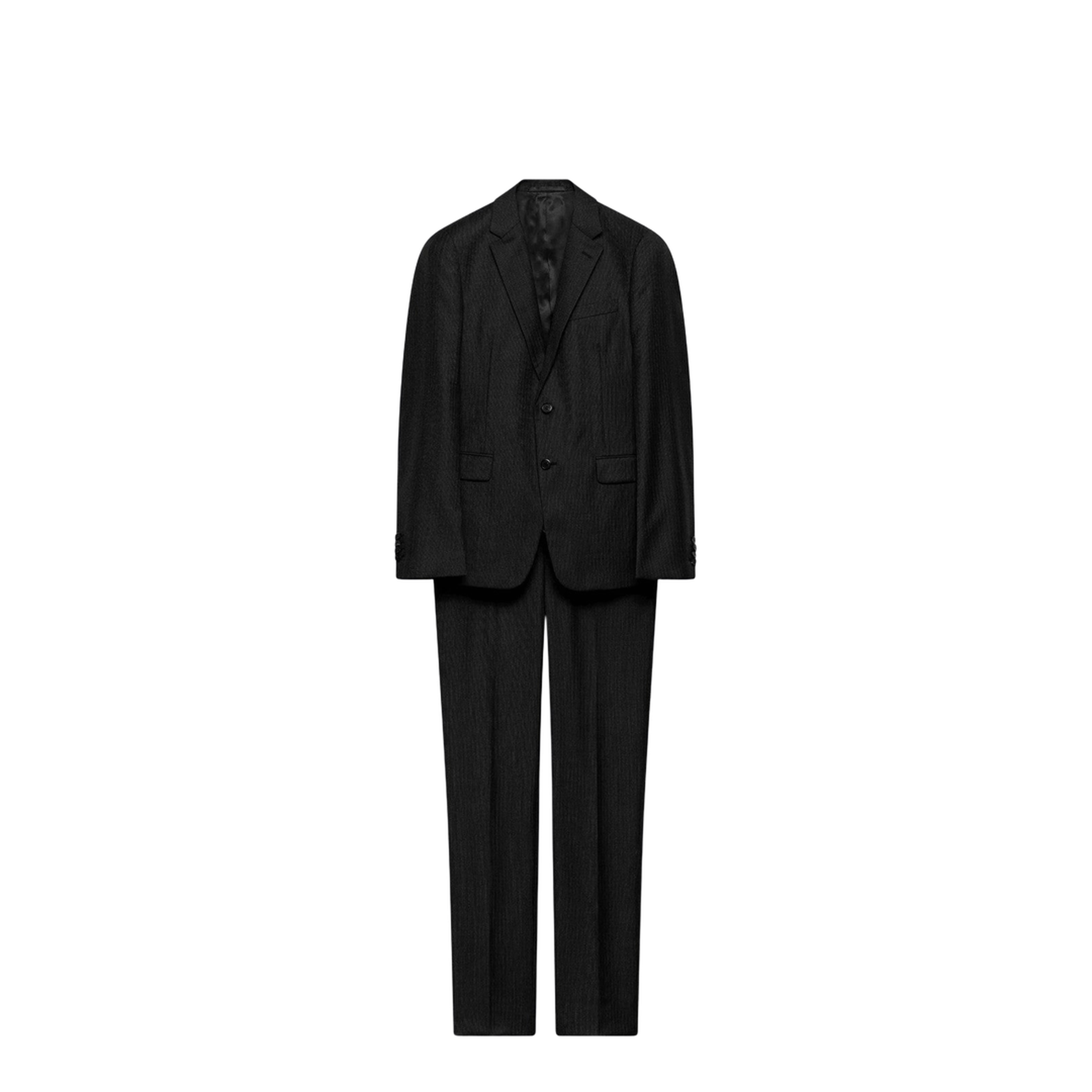 Single-breasted dress in anthracite gray wool and cashmere