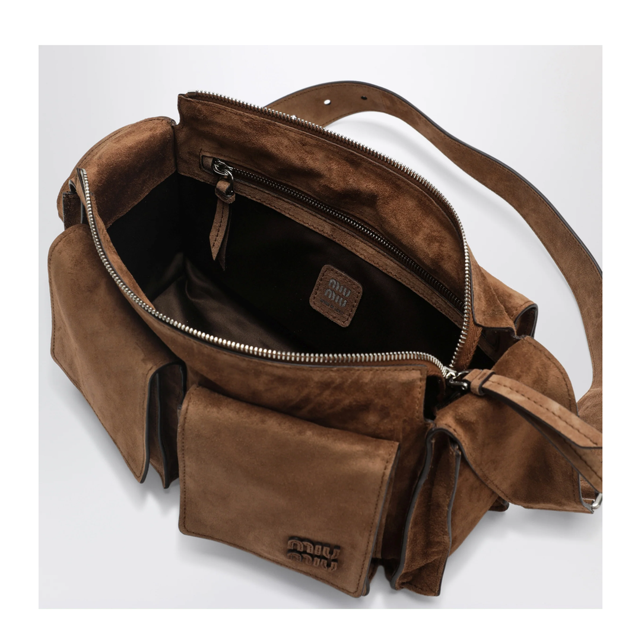 MAYFEYR - Miu Miu - Utilitaire Crossbody Bag In Cocoa Suede - 5BC205POO2CSSF0324